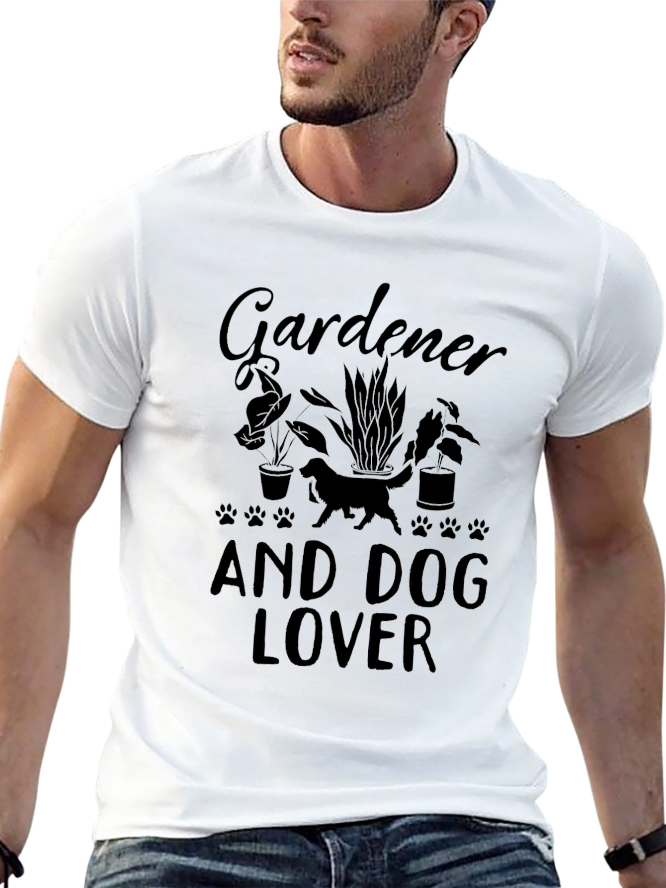 Black Gardener and Dog Lover Black Graphic T-Shirt view 13