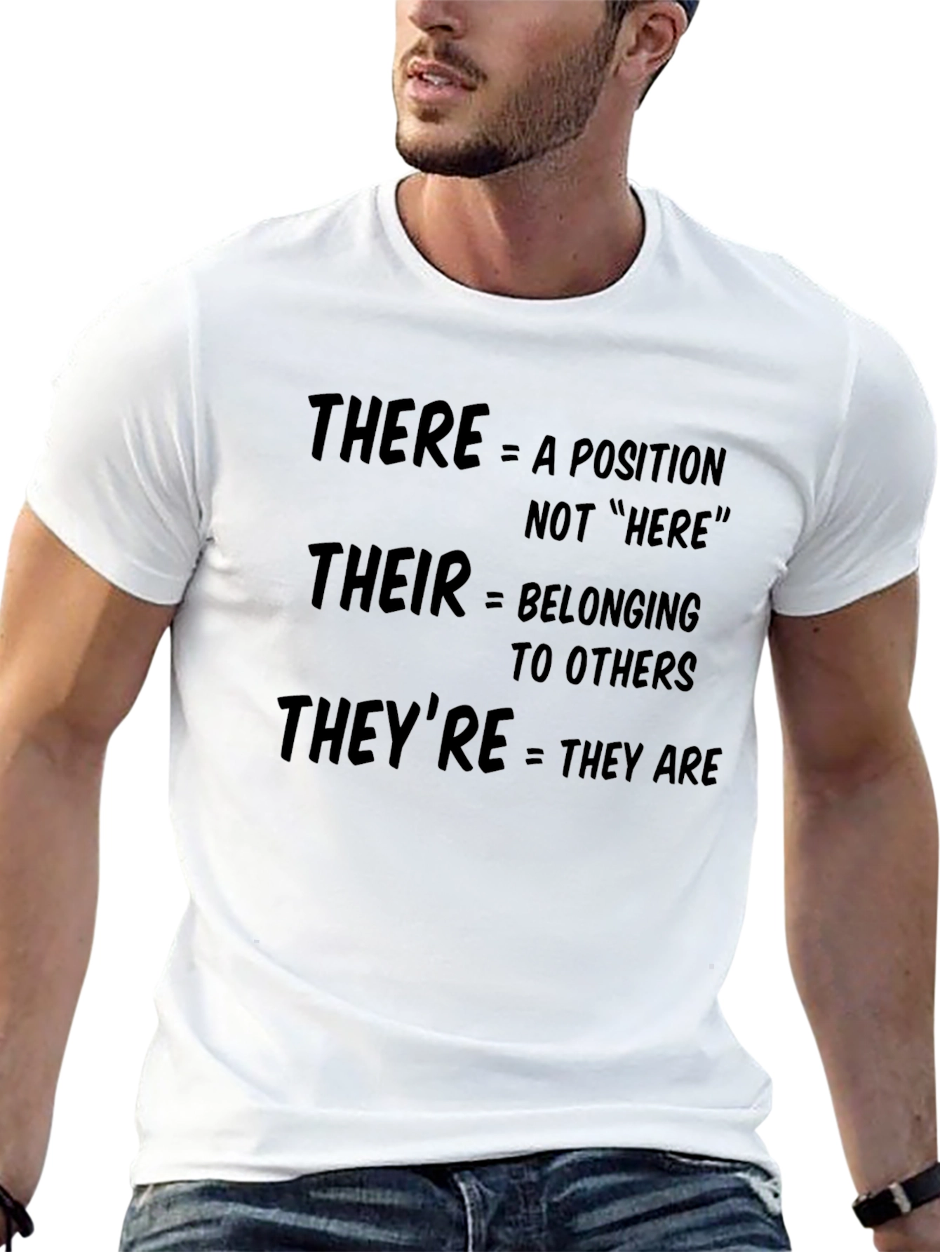 Black Grammar Humor T-Shirt: There, Their, They're Explained view 13
