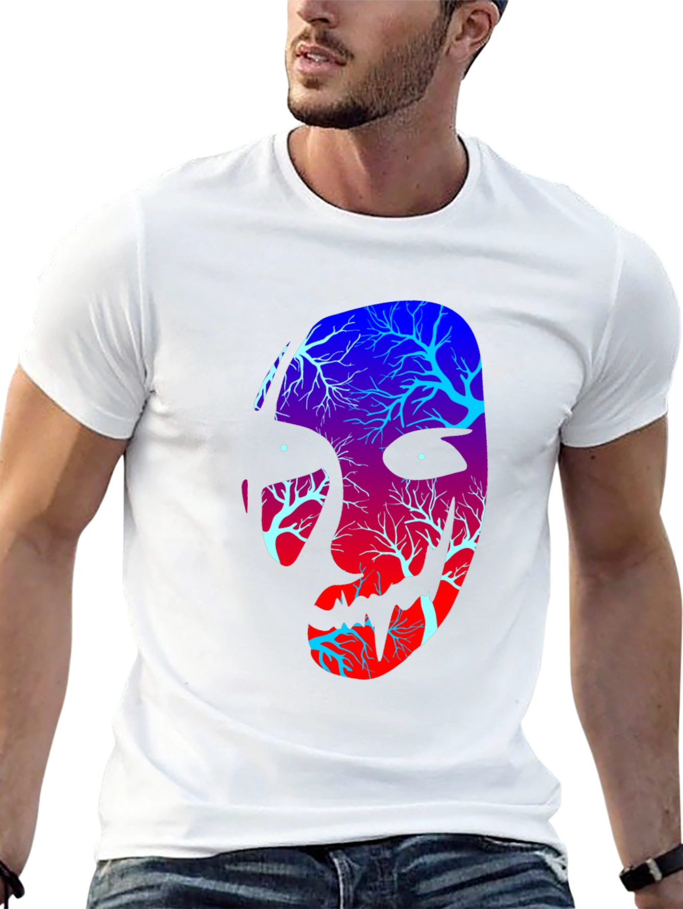 Black Tree Spirit Face Graphic Tee - Black view 13