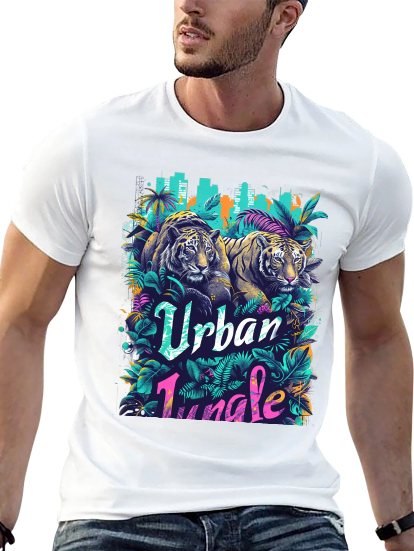 Black Urban Jungle Tiger Graphic T-Shirt view 13