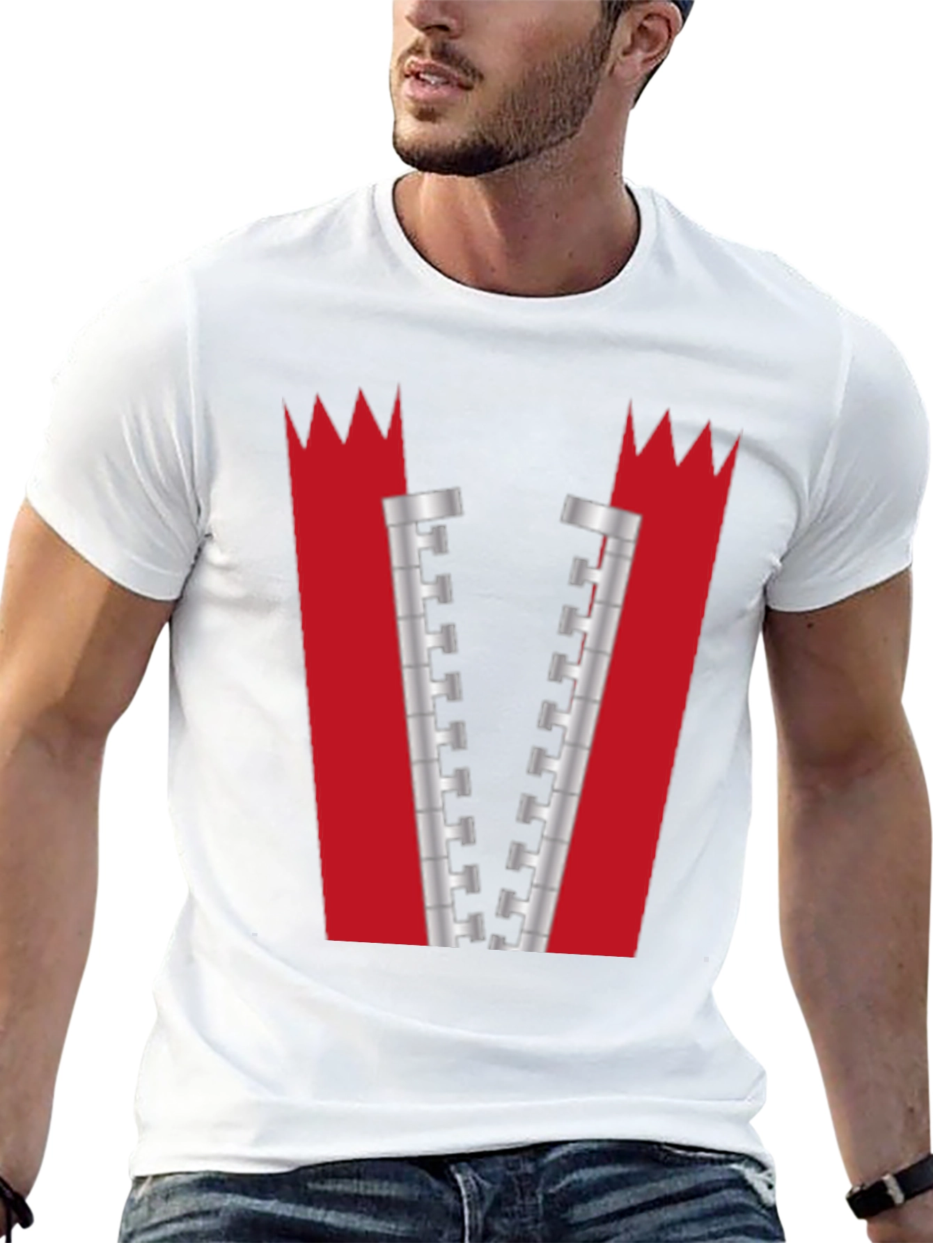 Black Novelty Zipper Graphic T-Shirt - Bold Black Tee view 13