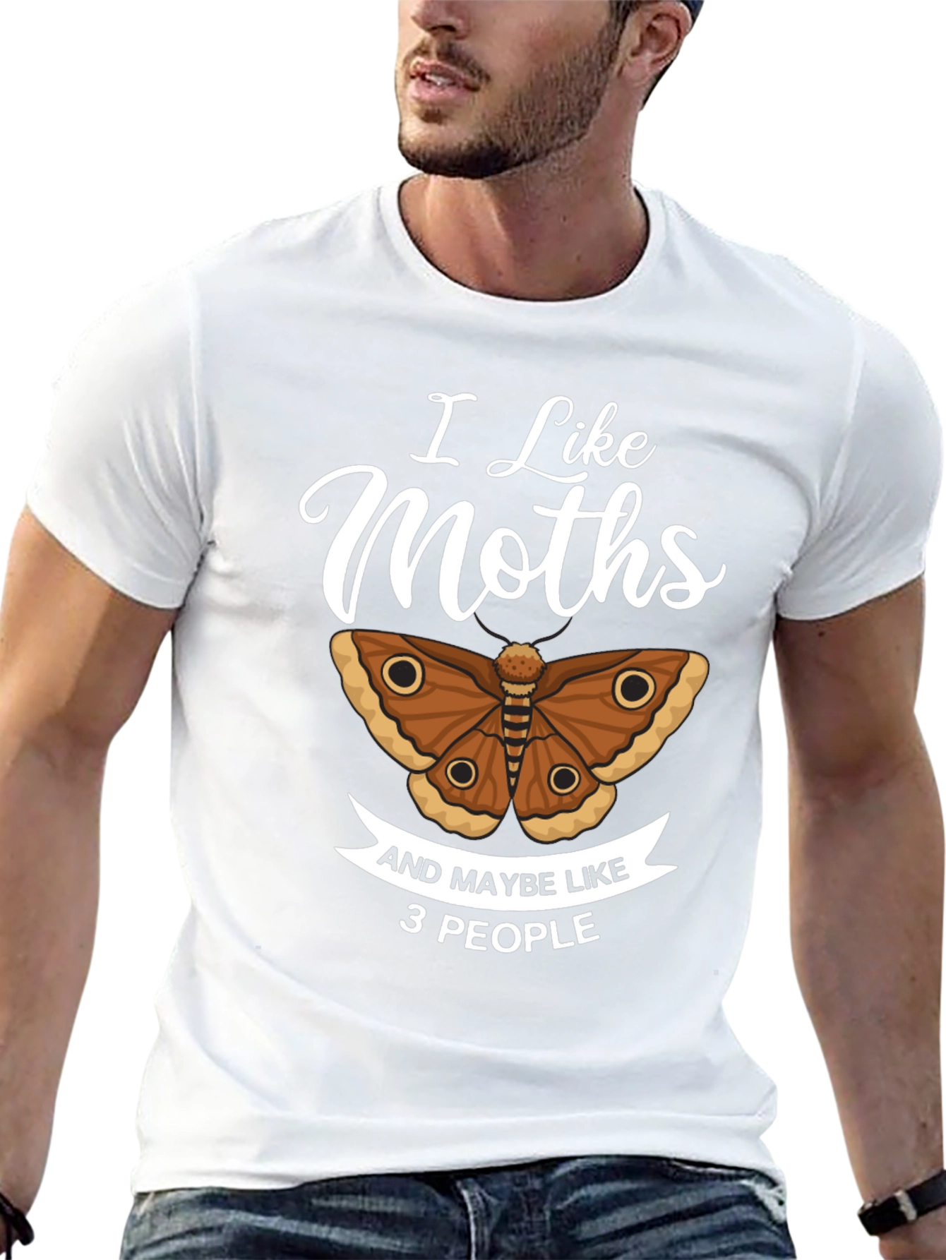 Black I Like Moths and Maybe Like 3 People T-Shirt view 13
