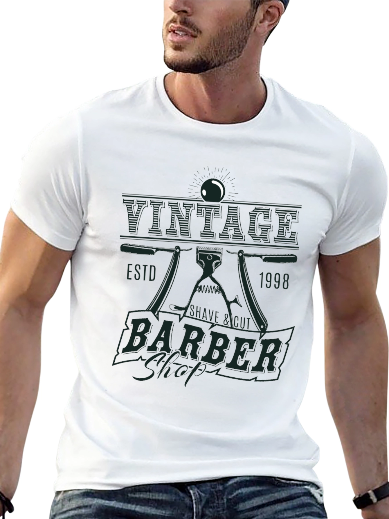 Black Vintage Barber Shop T-Shirt - Est. 1998 view 13
