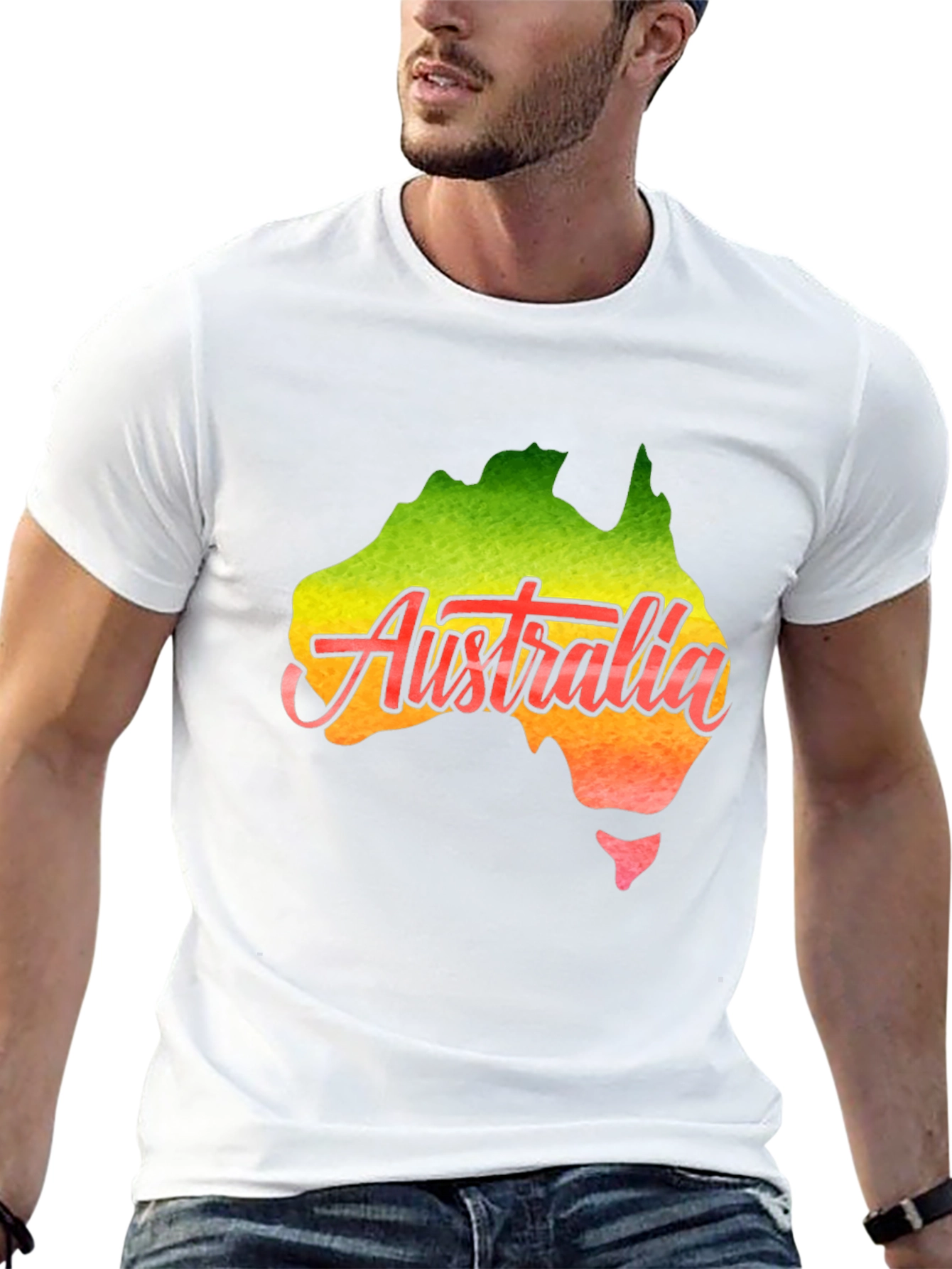 Black Australia Map T-Shirt - Black Cotton Graphic Tee view 13