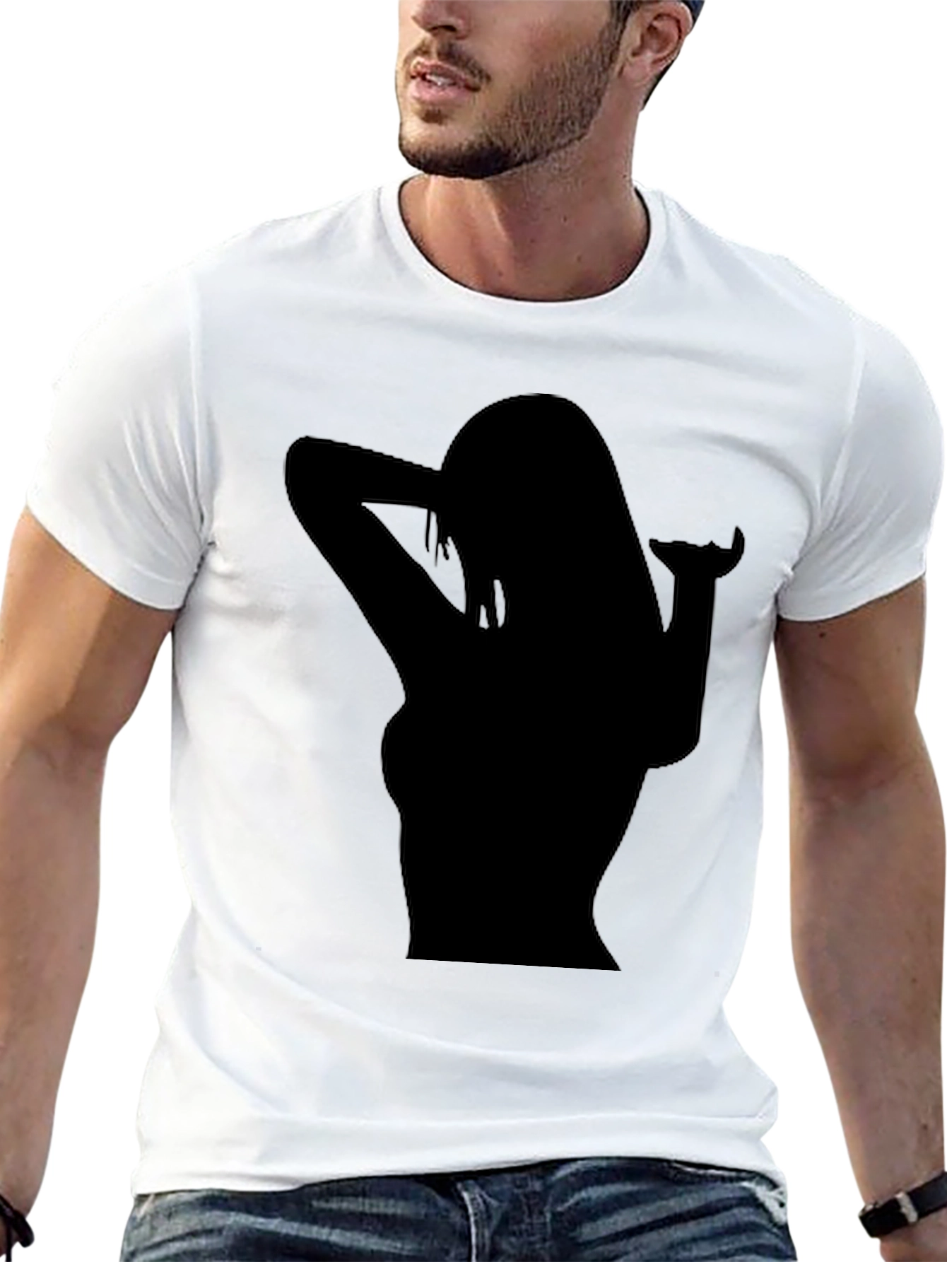 Black Silhouette Tee - Stylish Black Cotton T-Shirt for Men view 13