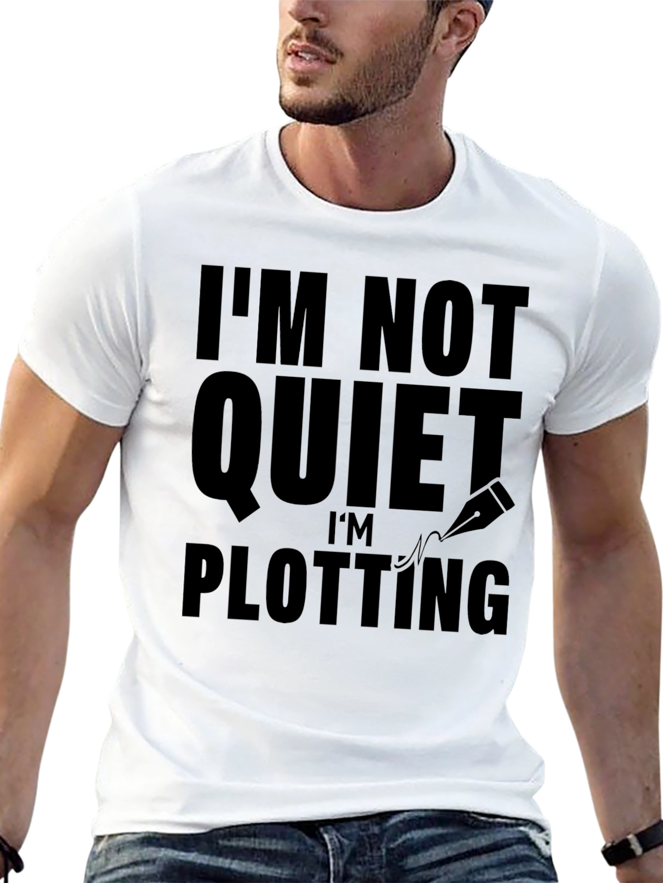 Black I'm Not Quiet I'm Plotting Black T-Shirt view 13