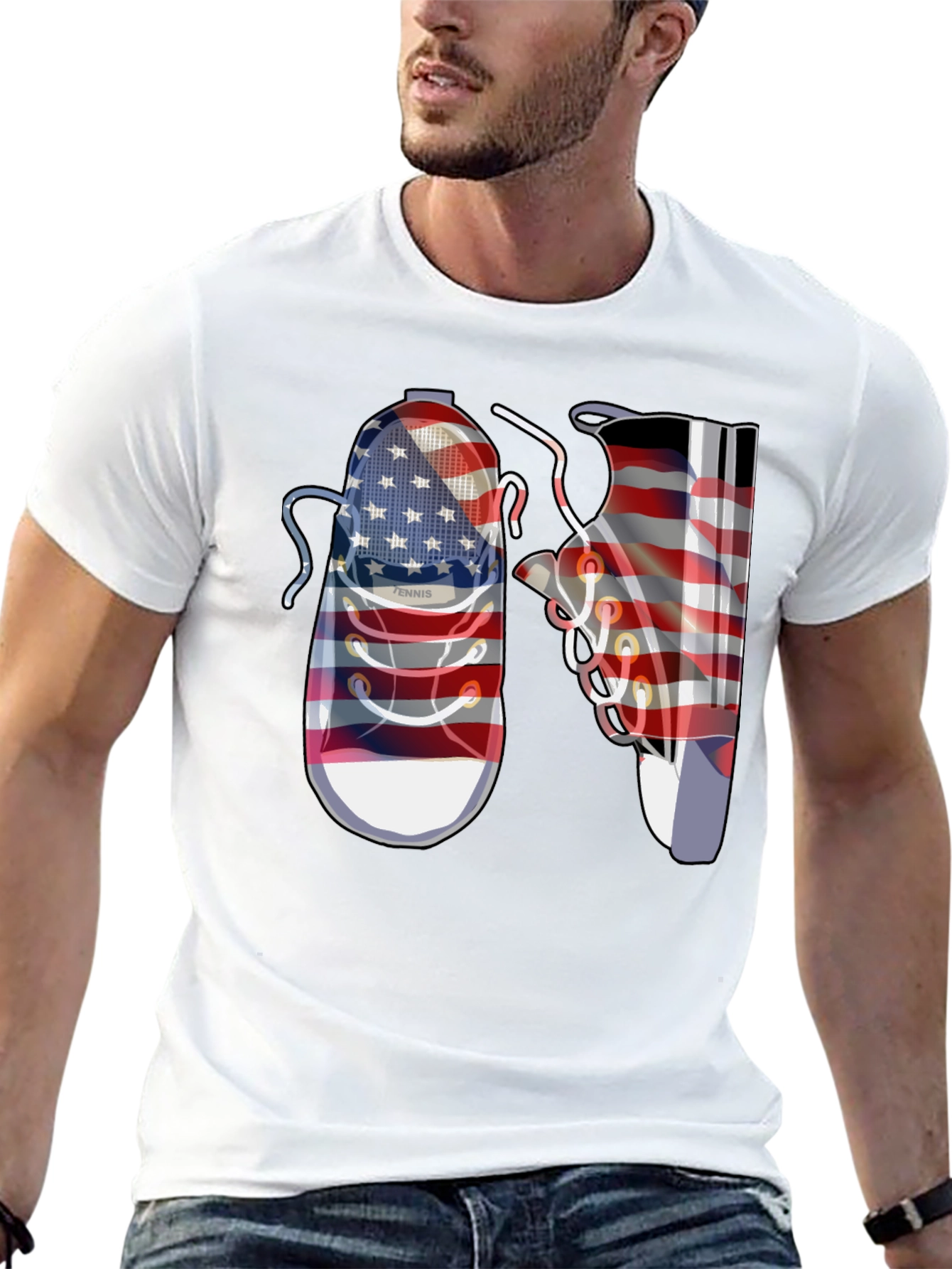 Black American Flag Shoes Graphic Tee view 13