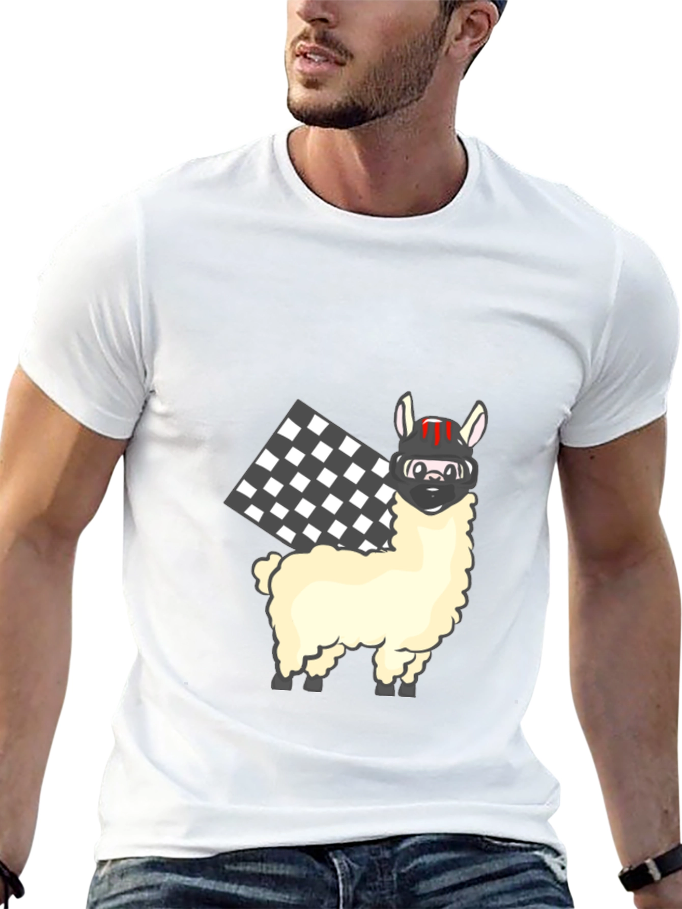 Black Llama Racer Black T-Shirt view 13