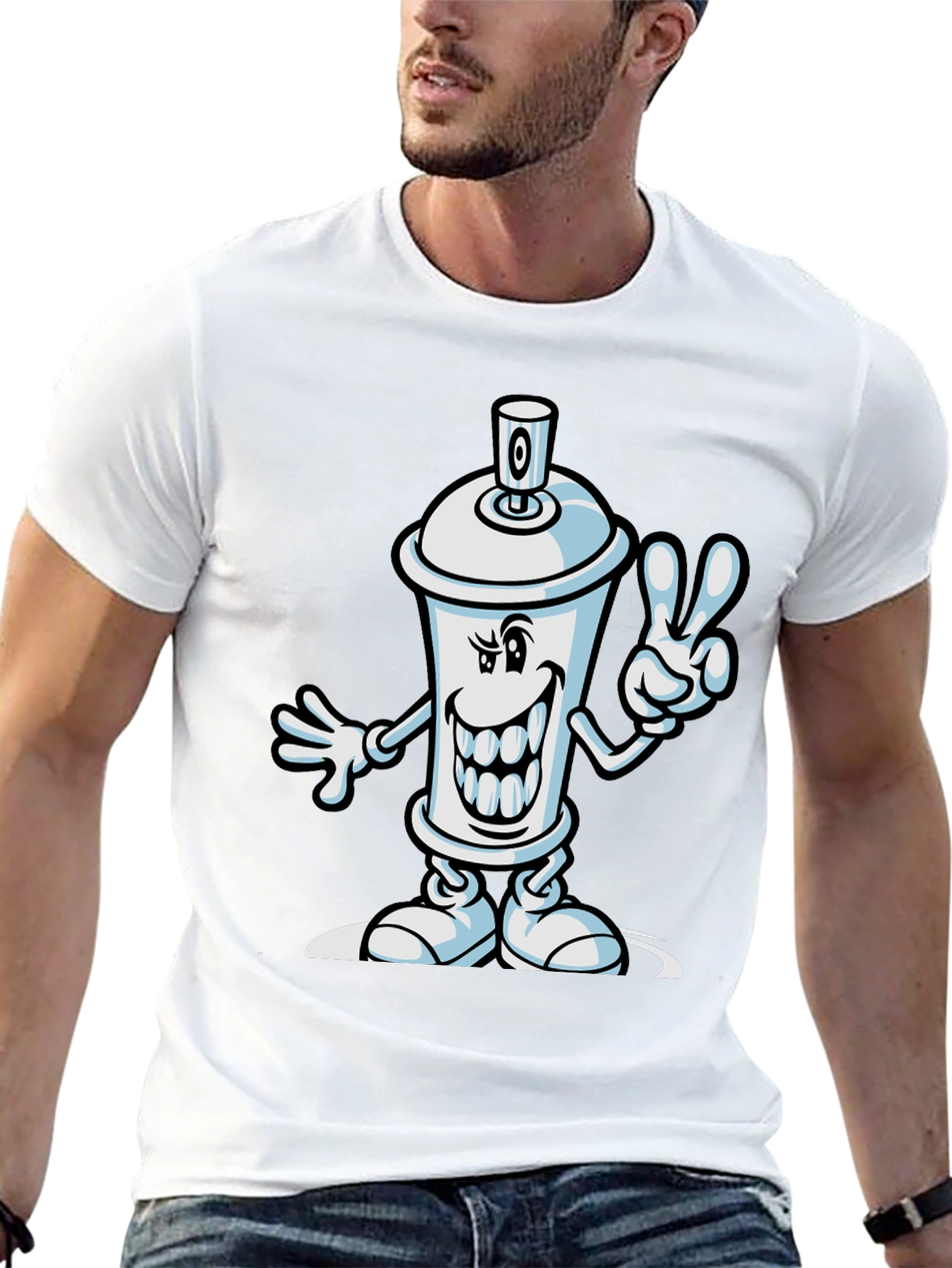 Black Cartoon Spray Paint Can Graphic Tee view 13