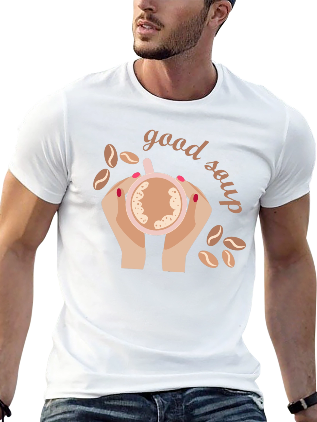 Black Good Soup Graphic T-Shirt | Novelty Coffee Lover Tee view 13