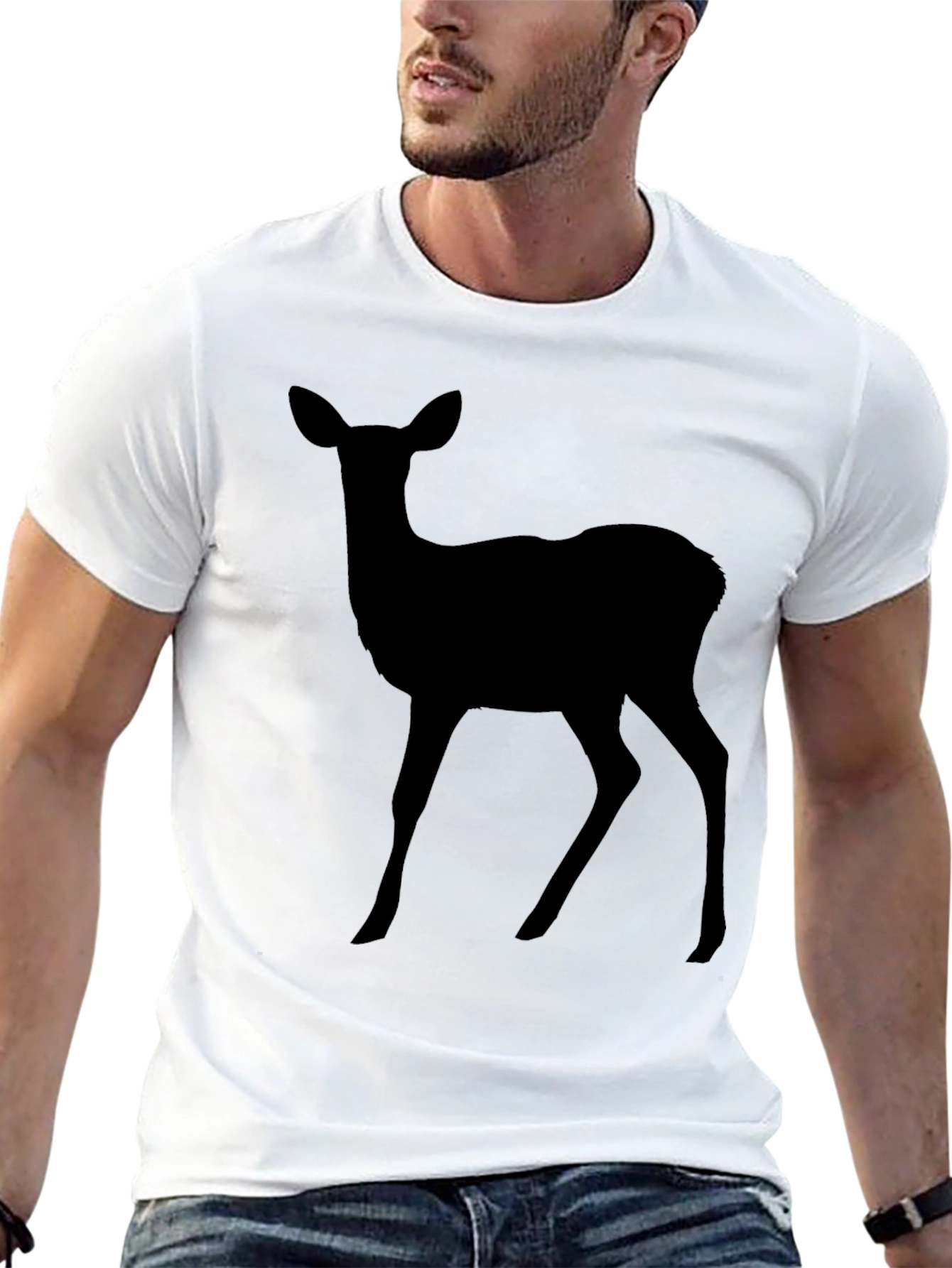 Black Deer Silhouette T-Shirt - Classic Style view 13