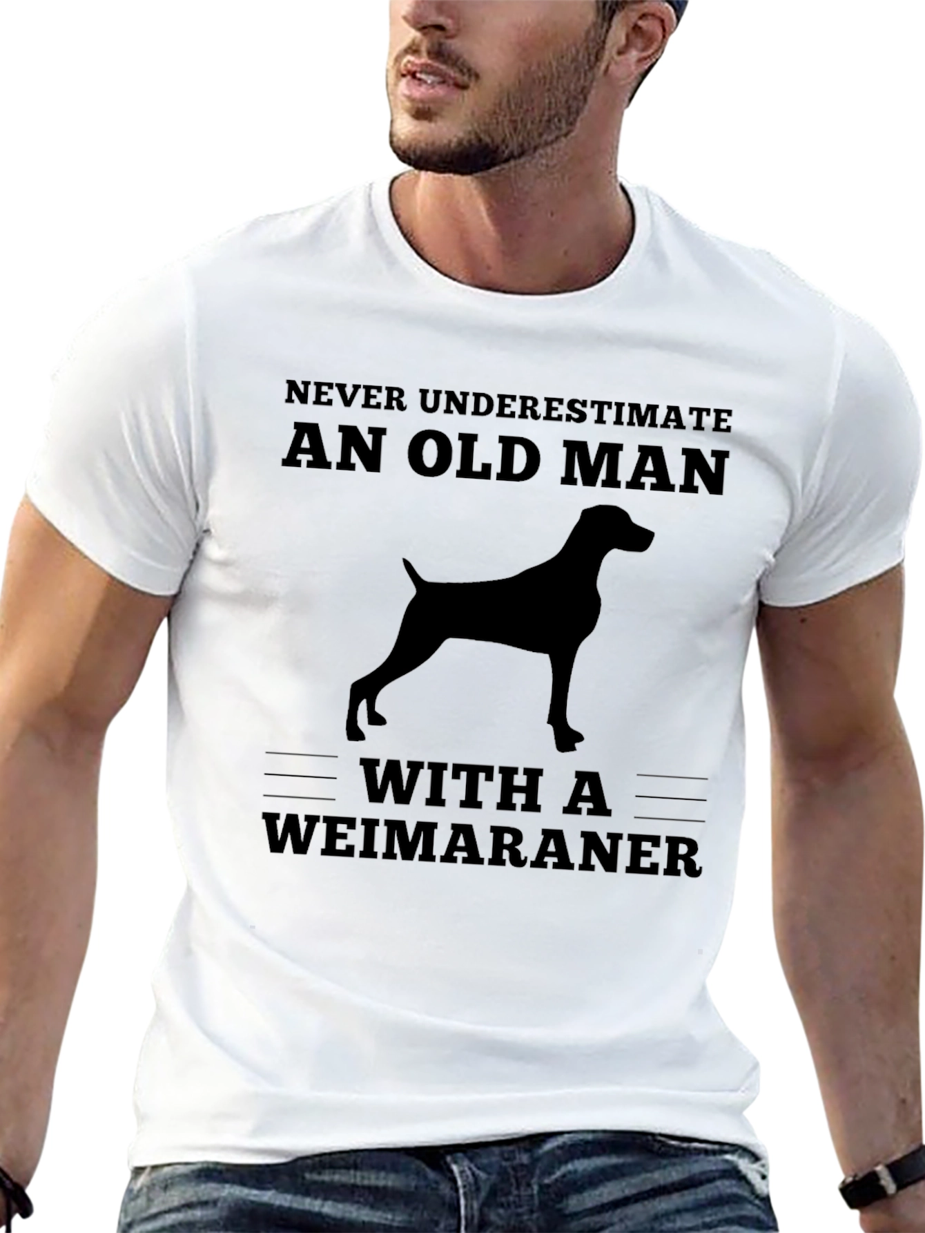 Black Weimaraner Dog Old Man T-Shirt view 13