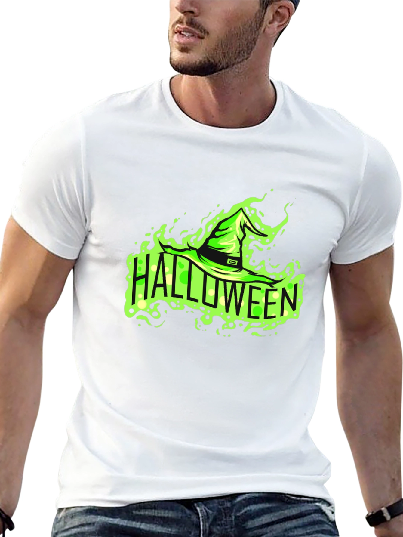 Black Halloween Witch Hat Graphic Tee view 13