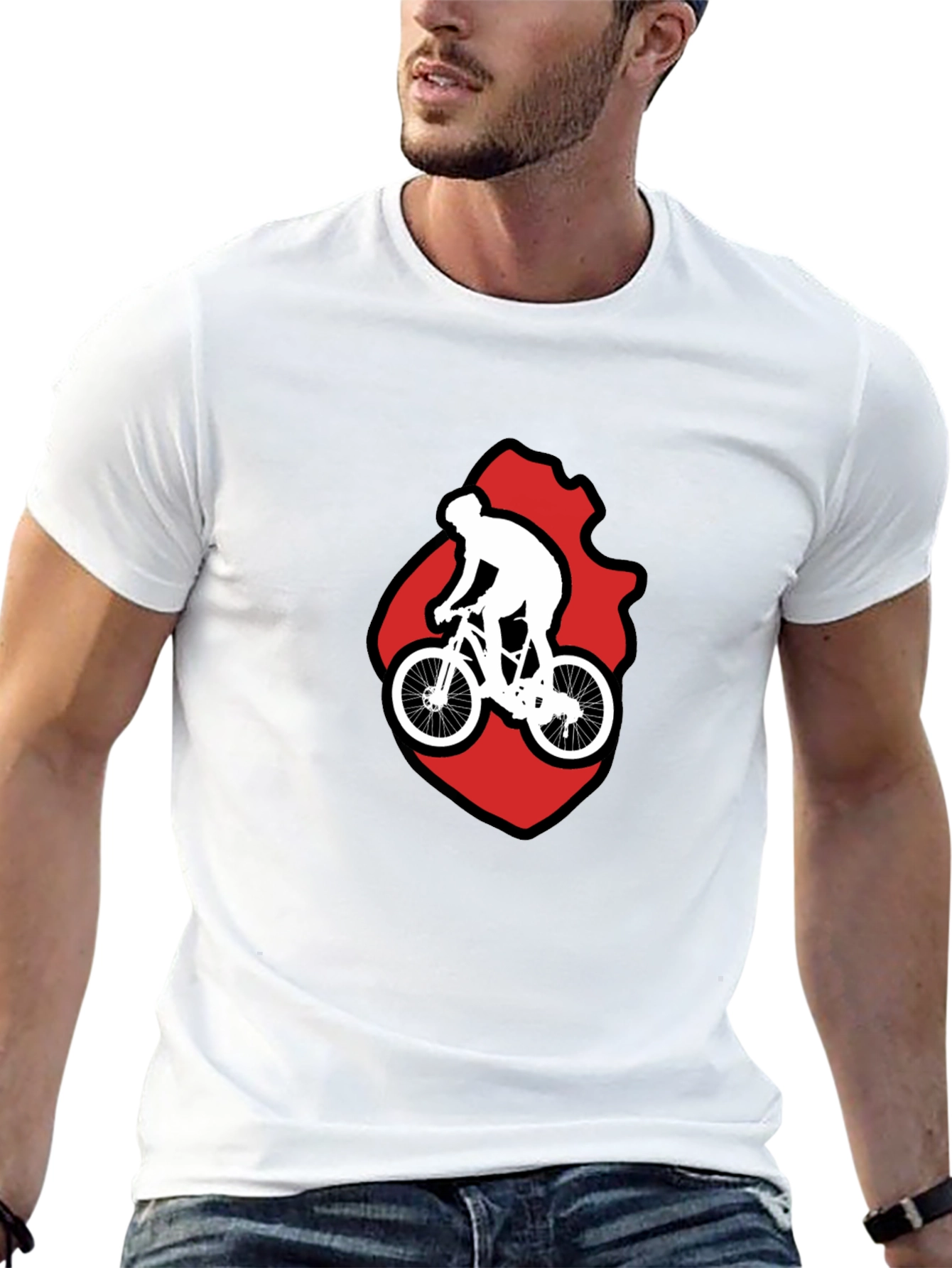Black Cycling Graphic T-Shirt - Mountain Bike Rider Design view 13