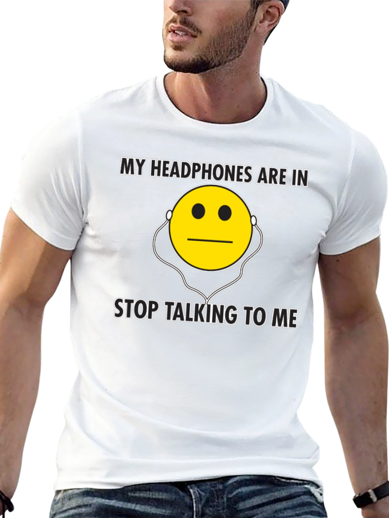 Black My Headphones Are In - Funny Graphic T-Shirt view 13