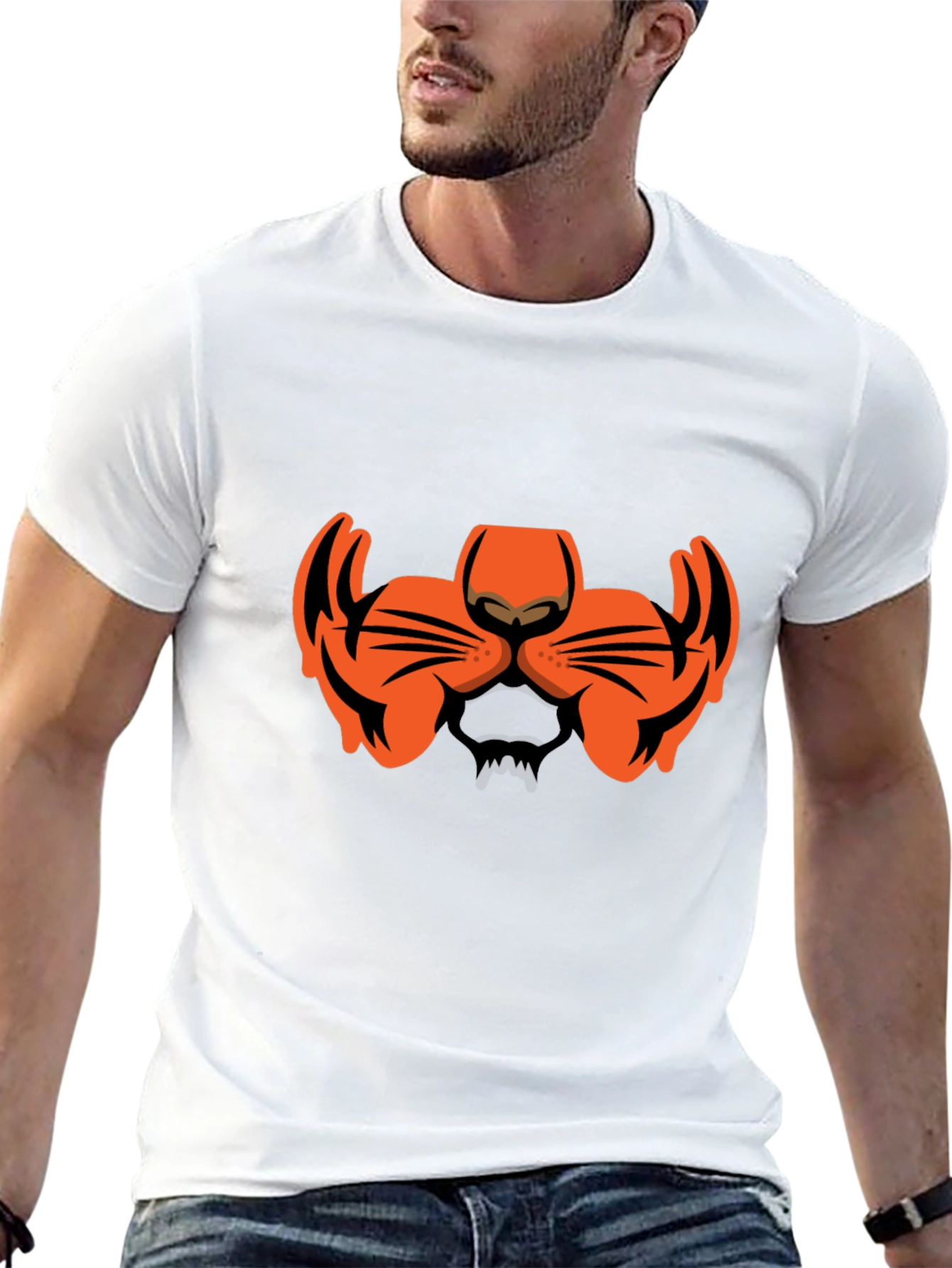 Black Tiger Face Graphic Black T-Shirt - Stylish Animal Print Tee view 13