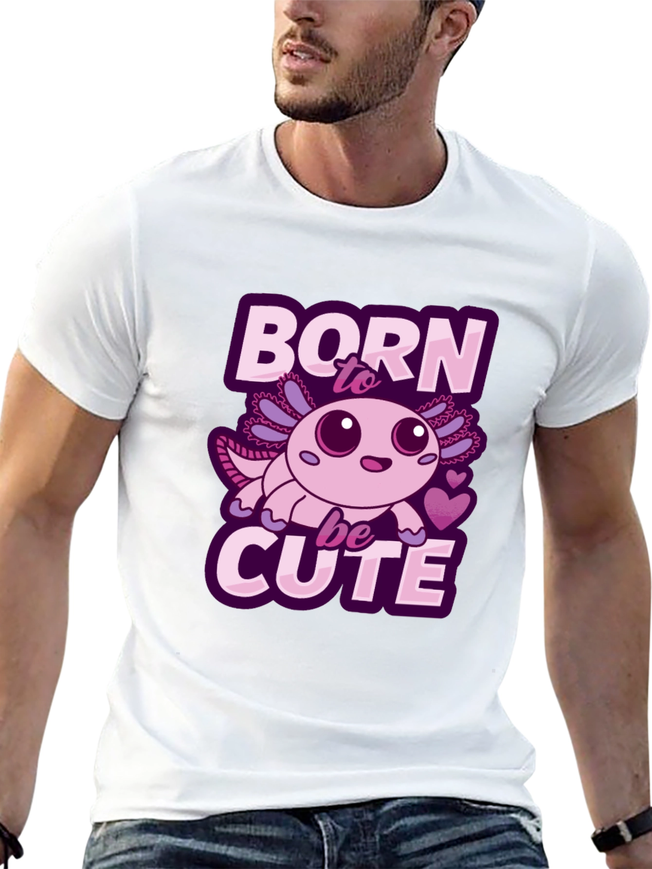 Black Born To Be Cute Axolotl T-Shirt view 13