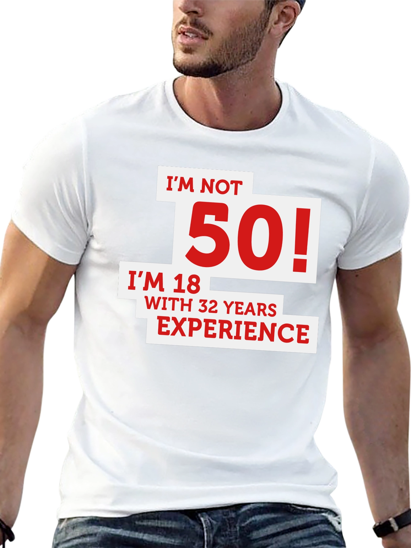 Black Funny 50th Birthday T-Shirt - I'm Not 50! view 13