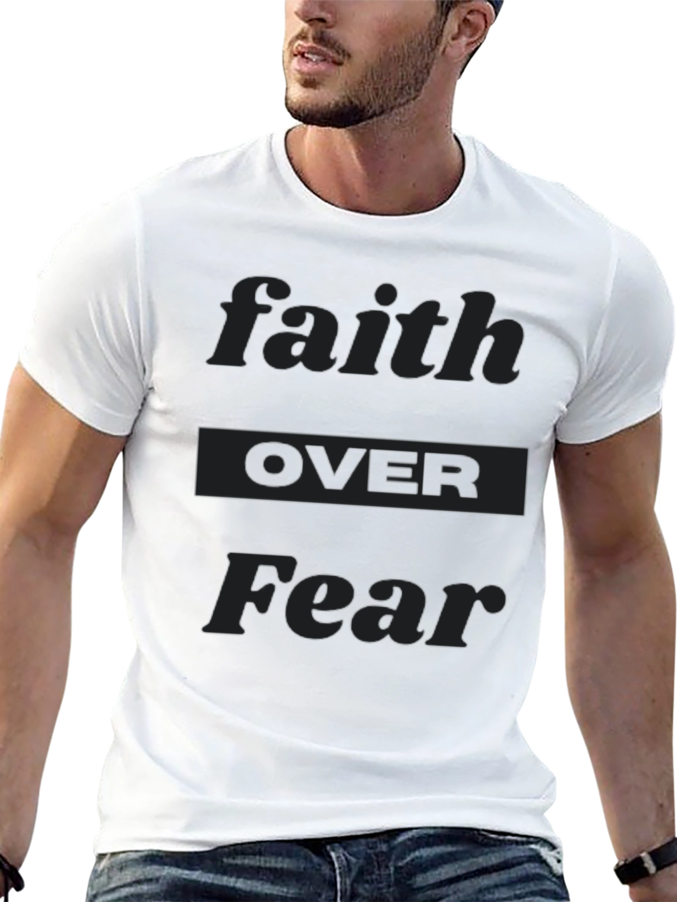 Black Faith Over Fear Black T-Shirt view 13