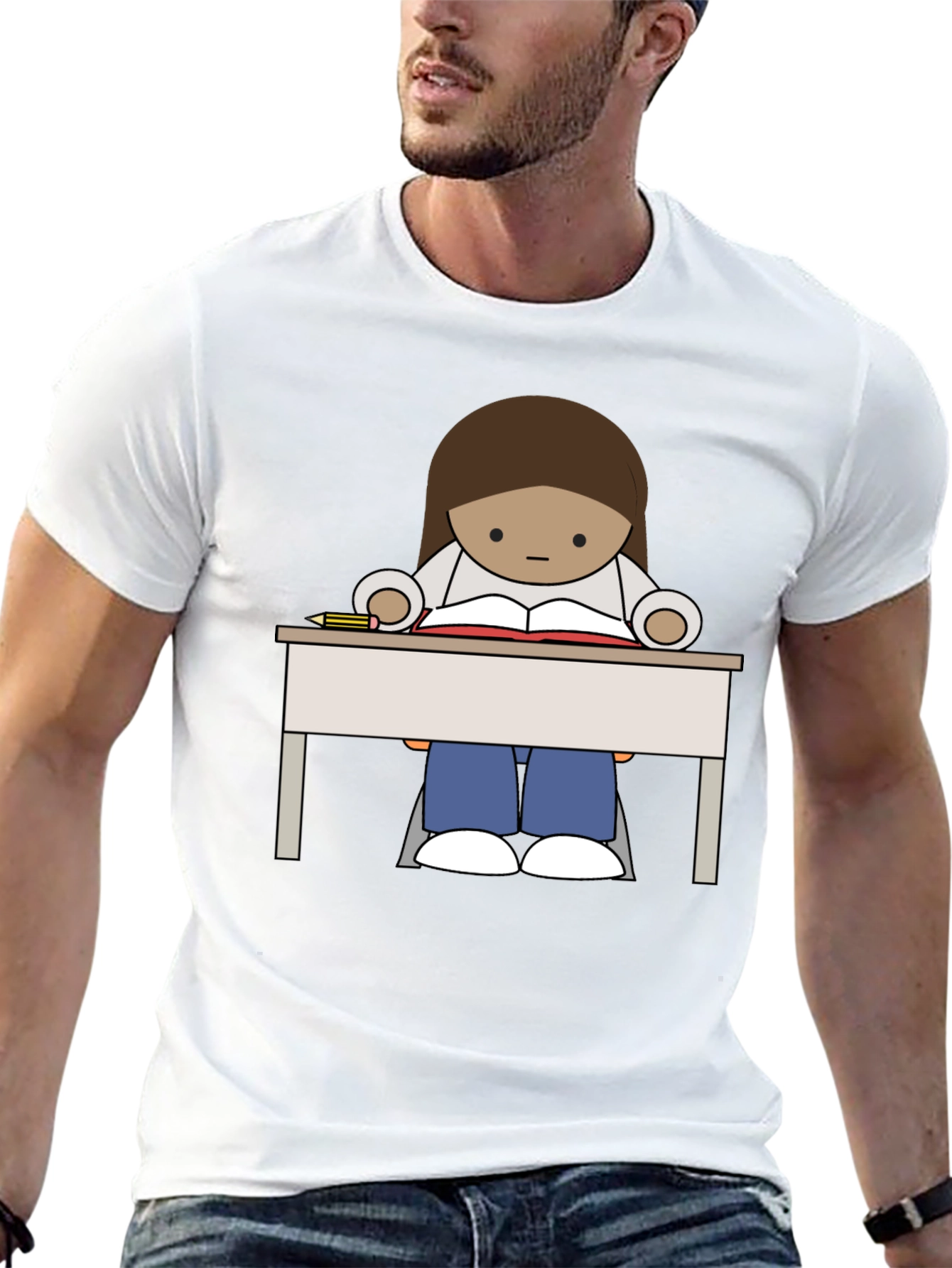 Studious Cartoon Graphic Tee - 13