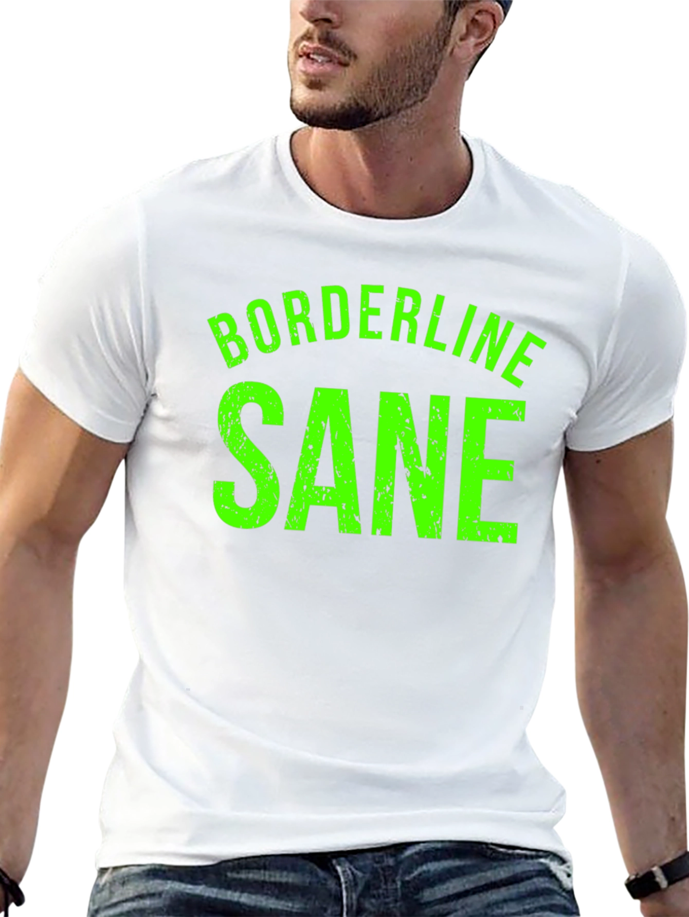 Black Borderline Sane Graphic Tee - Funny T-Shirt view 13