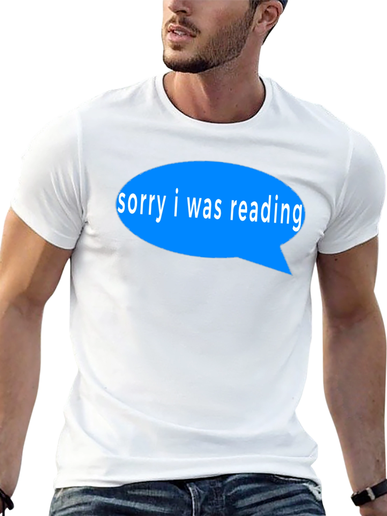 Black Reading T-Shirt - Sorry I Was Reading Blue Speech Bubble view 13