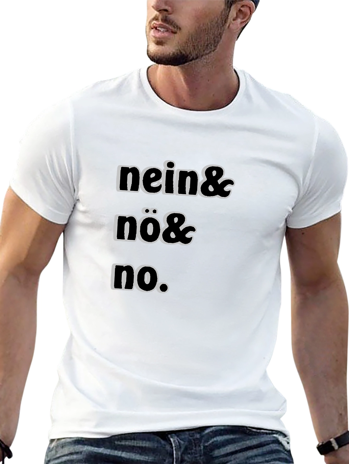 Black Nein, Nö, No Funny T-Shirt view 13