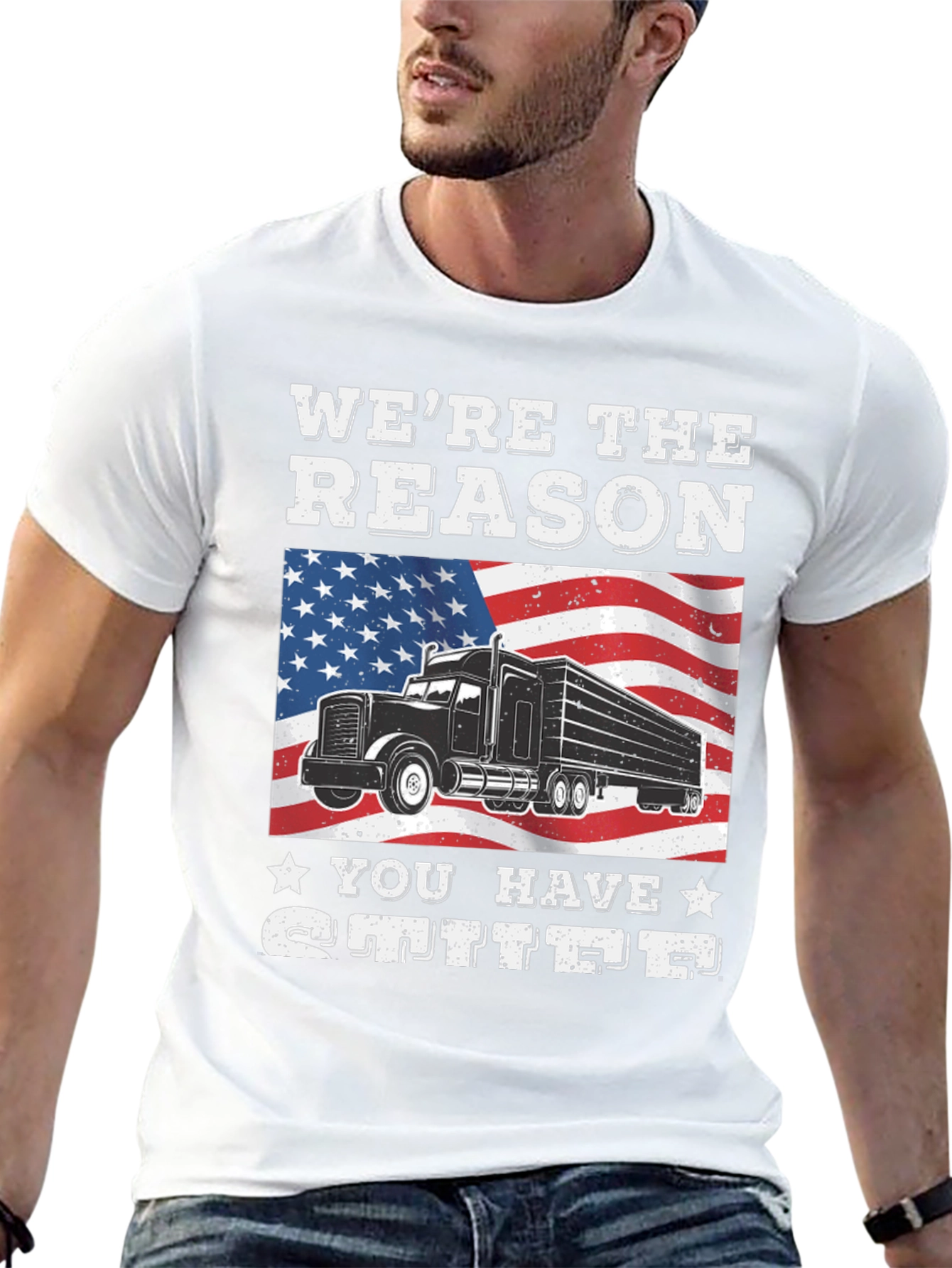 Black We're the Reason You Have Stuff T-Shirt view 13