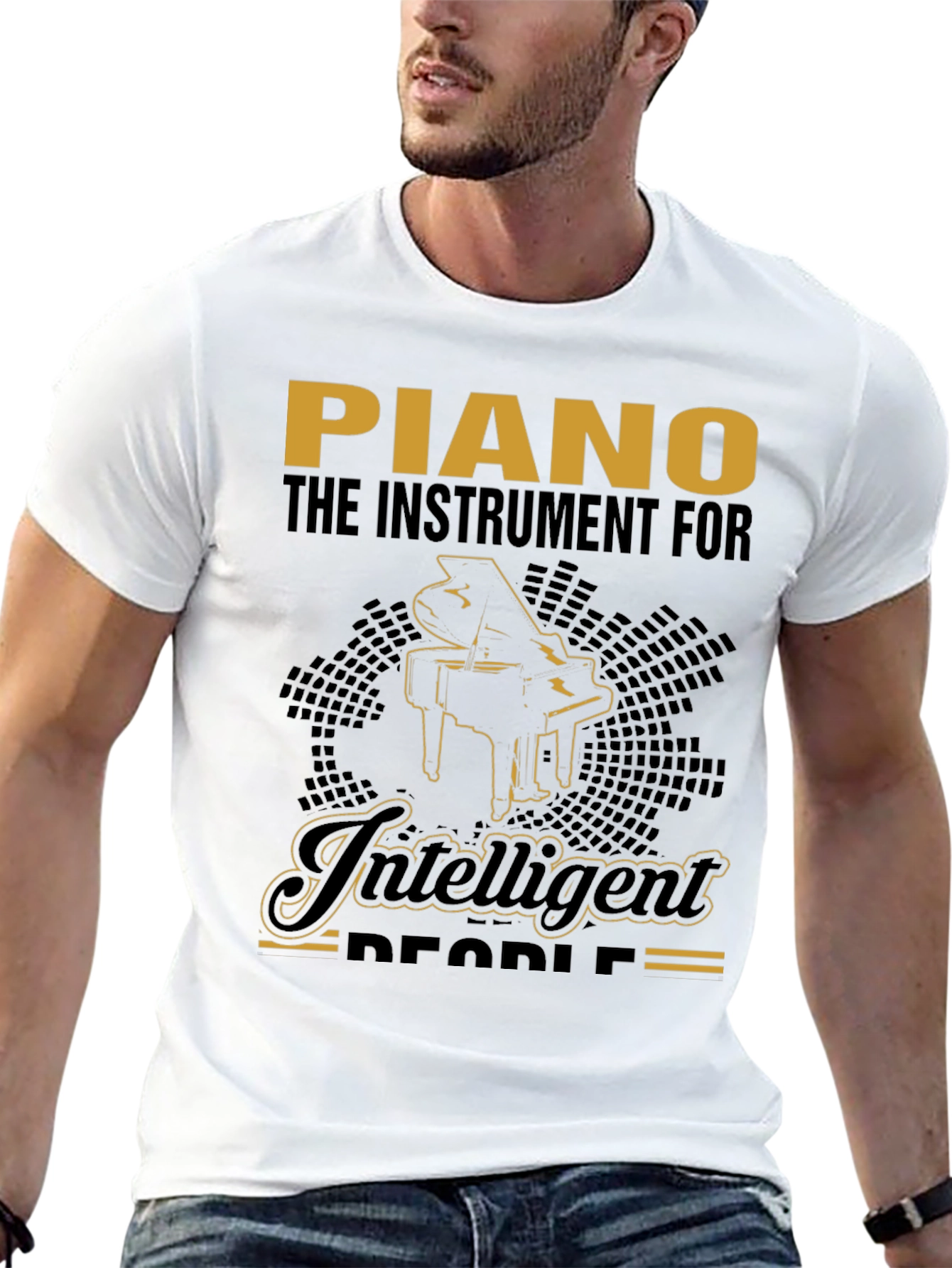 Black Piano Intelligent People Graphic T-Shirt view 13