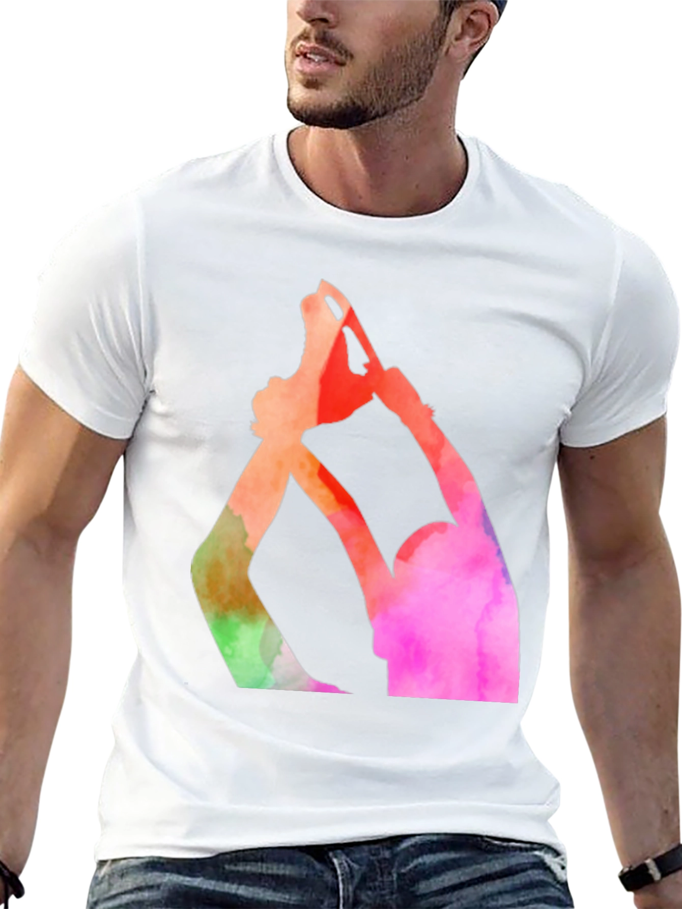 Black Watercolor Figure Skating T-Shirt - Black view 13