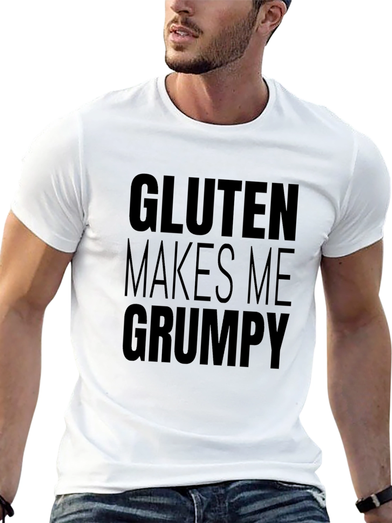 Black Gluten Makes Me Grumpy Tee - Black Shirt view 13