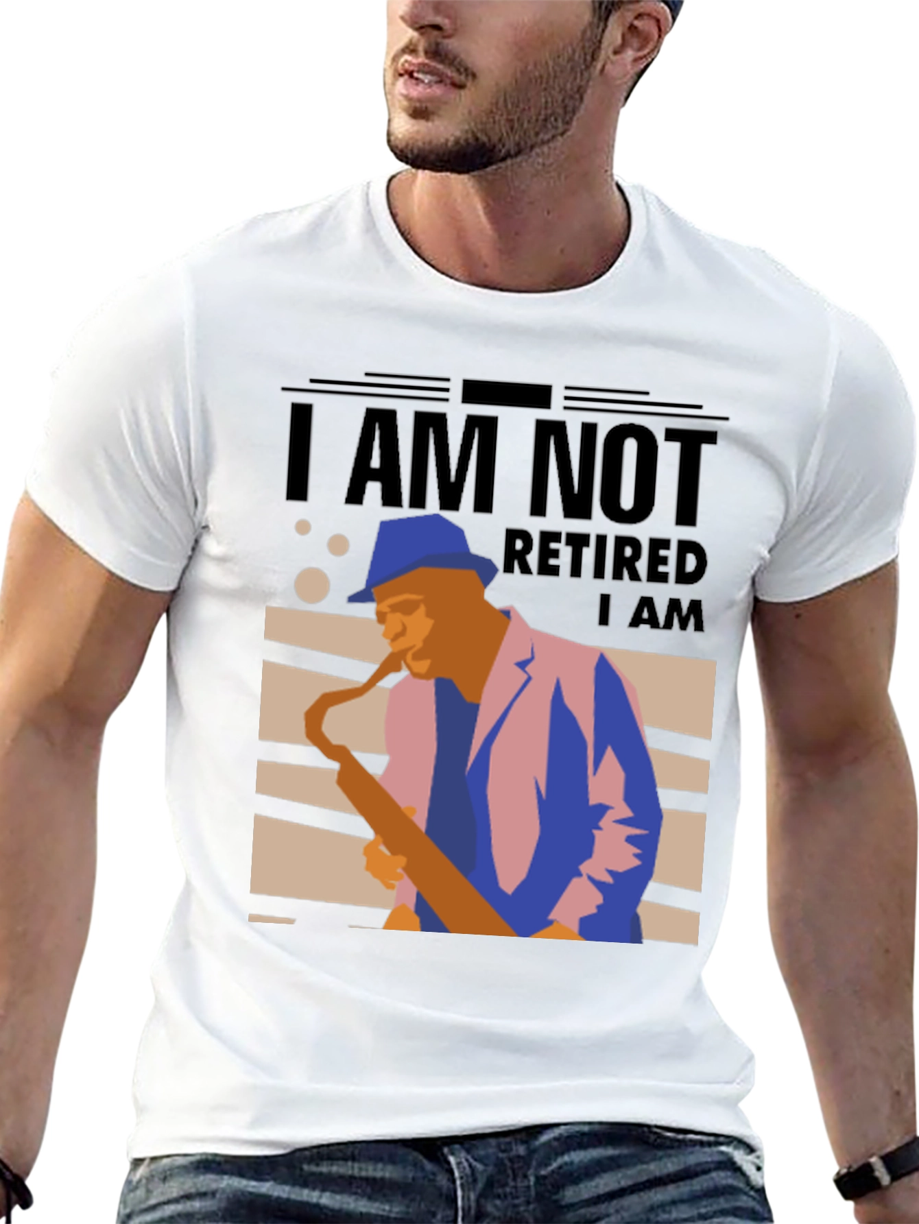 Black I Am Not Retired T-Shirt - Musician Sax Player Graphic Tee view 13