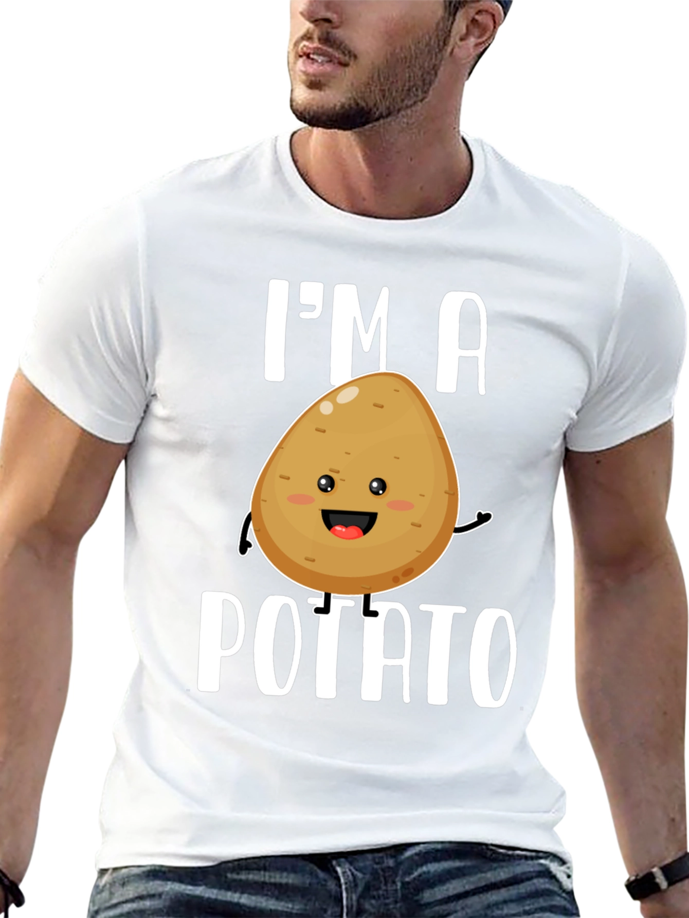 Black I'm a Potato Funny Graphic Tee Shirt view 13