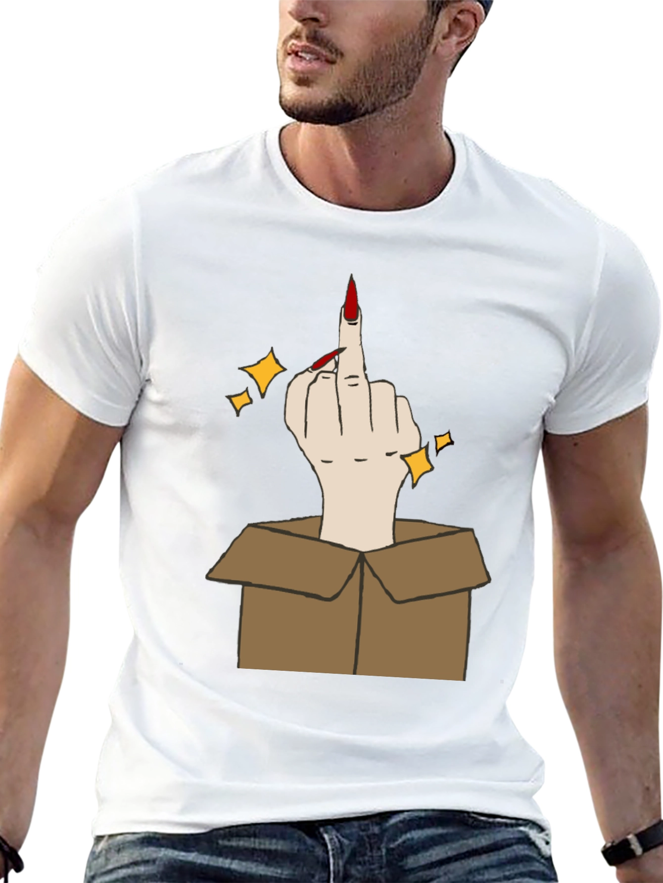 Black Middle Finger in a Box Graphic Tee view 13