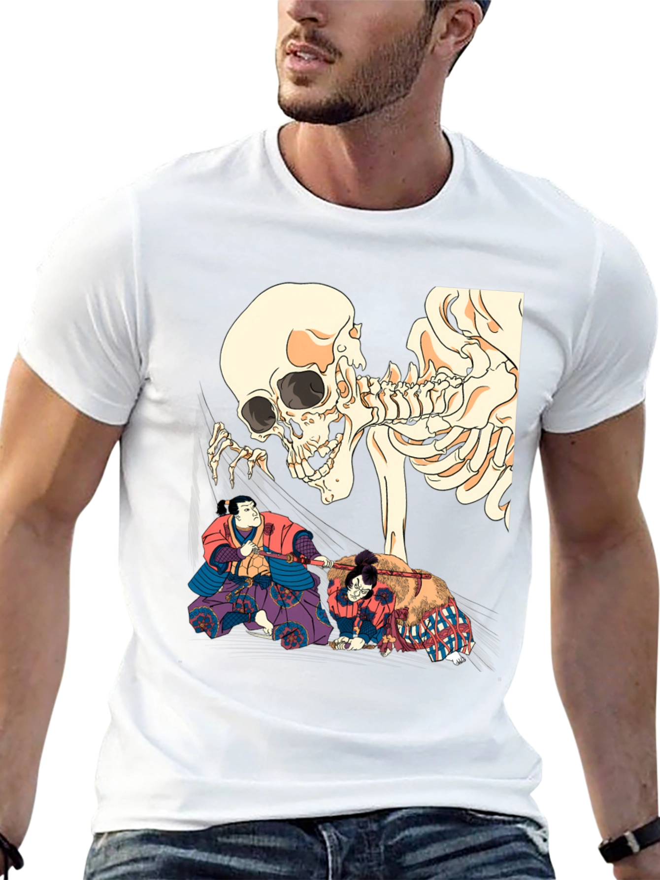 Black Skull & Sumo Wrestler Graphic T-Shirt view 13