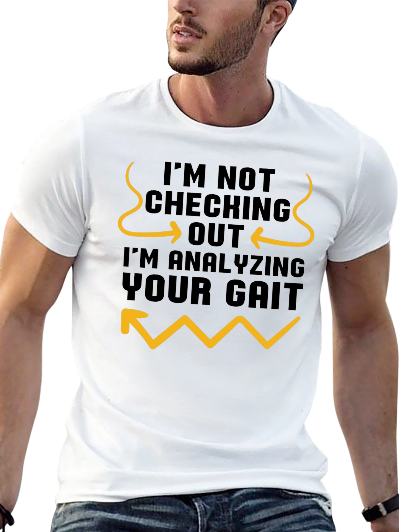 Black Funny Gait Analysis T-Shirt - I'm Not Checking You Out view 13