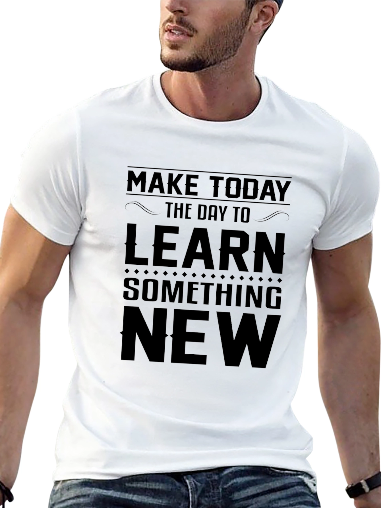 Black Inspirational "Learn Something New" Black T-Shirt view 13