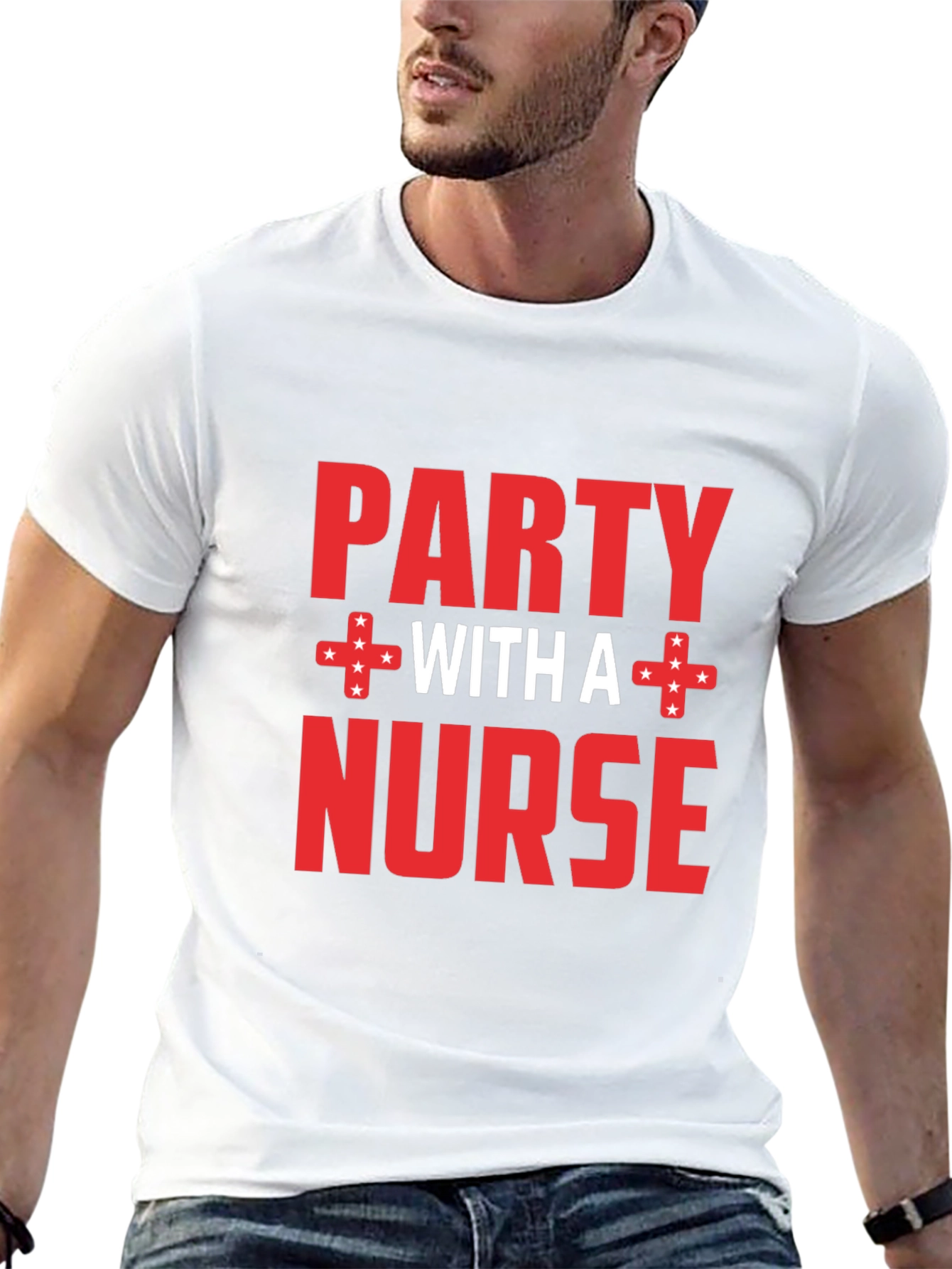 Black Party With a Nurse T-Shirt, Novelty Graphic Tee view 13