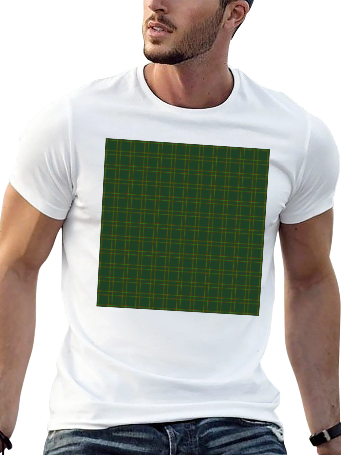 Black Plaid Pattern Graphic Tee - Black view 13
