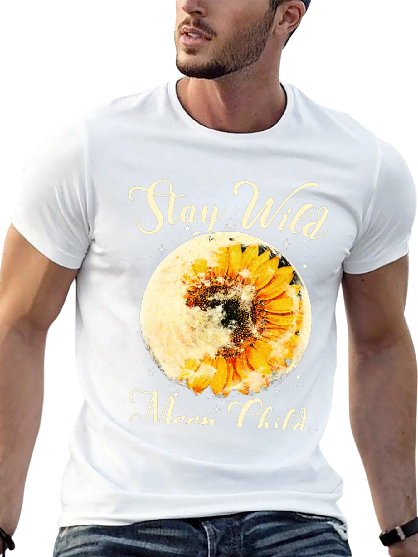 Black Stay Wild Moon Child Sunflower Graphic Tee view 13