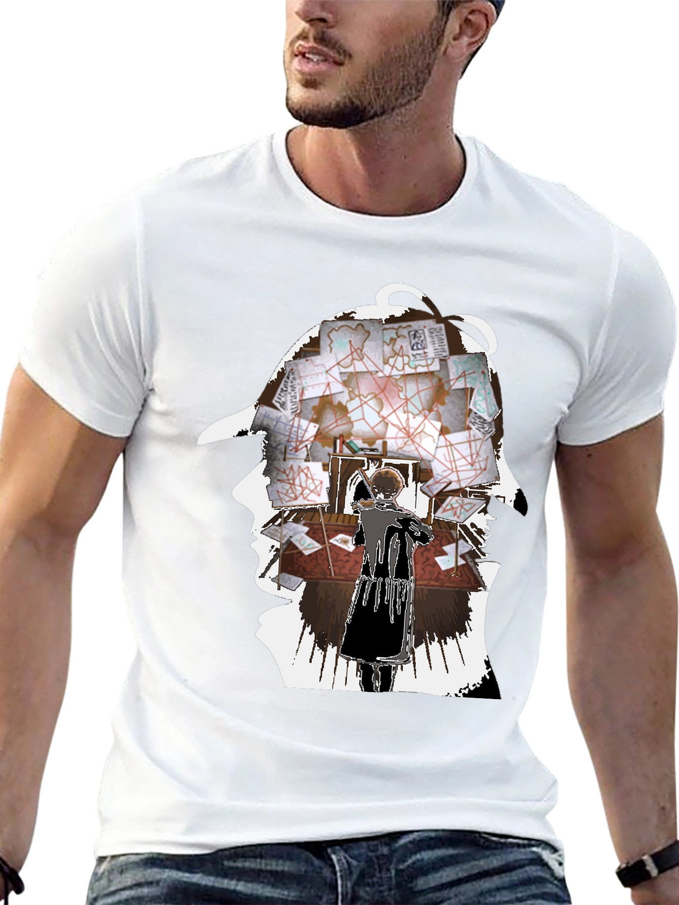 Black Sherlock Holmes Inspired Graphic Tee view 13