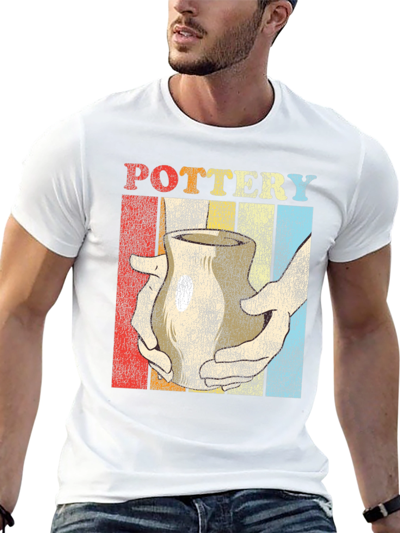 Black Retro Pottery T-Shirt - Vintage Style Ceramic Art Tee view 13