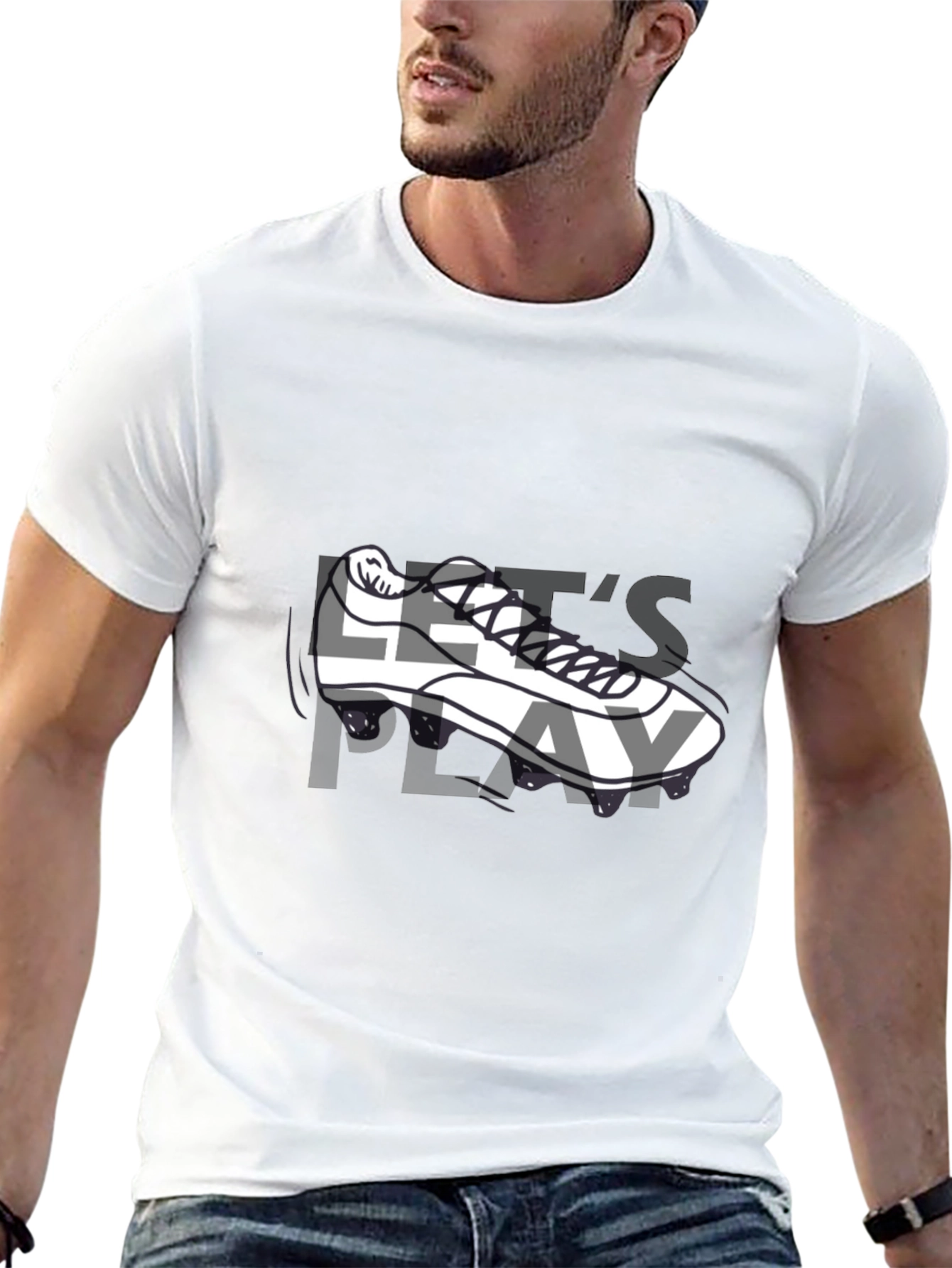 Black Let's Play T-Shirt: Sporty Shoe Graphic Tee view 13