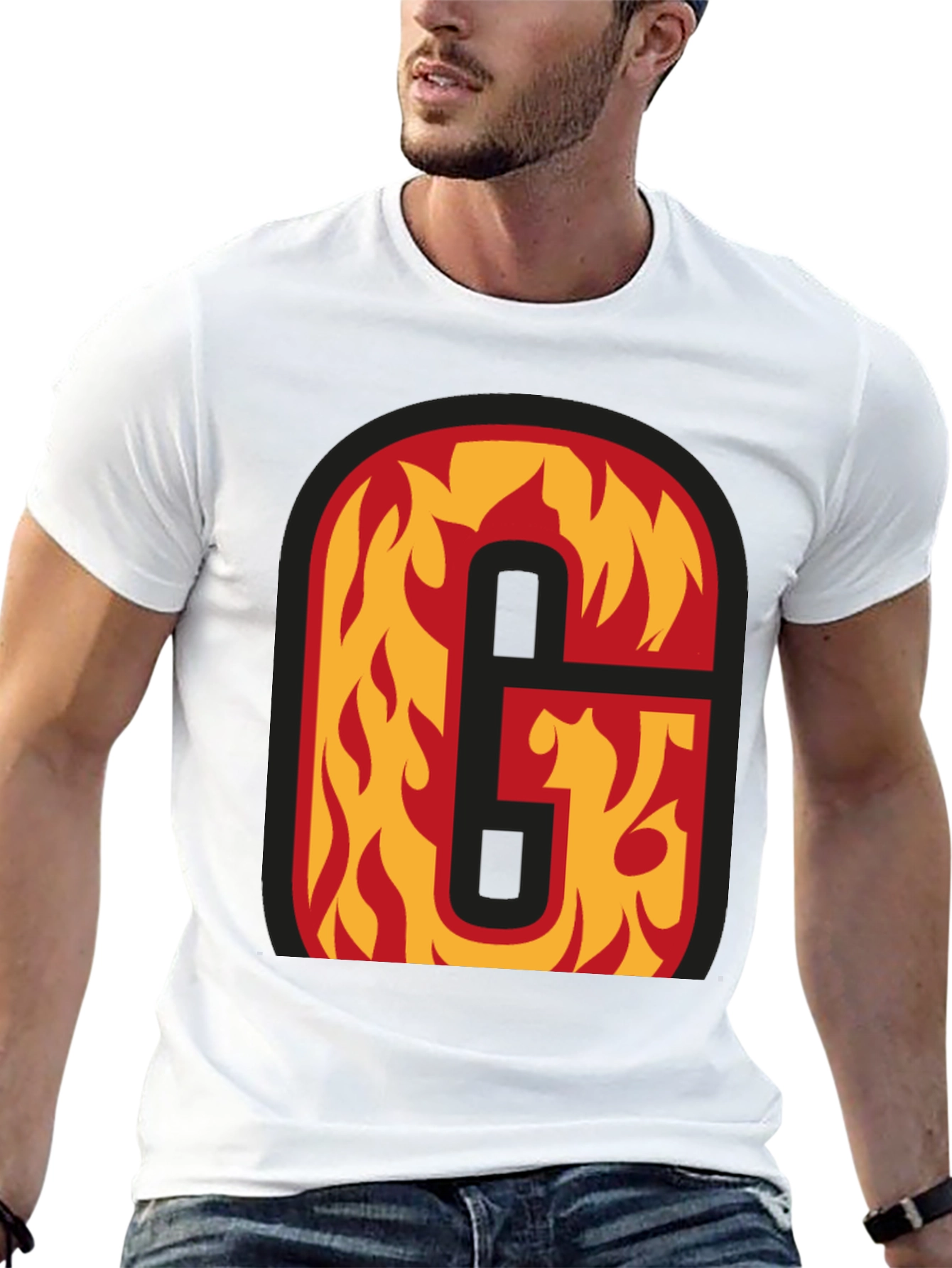 Black Fiery Letter 'G' Black T-Shirt view 13