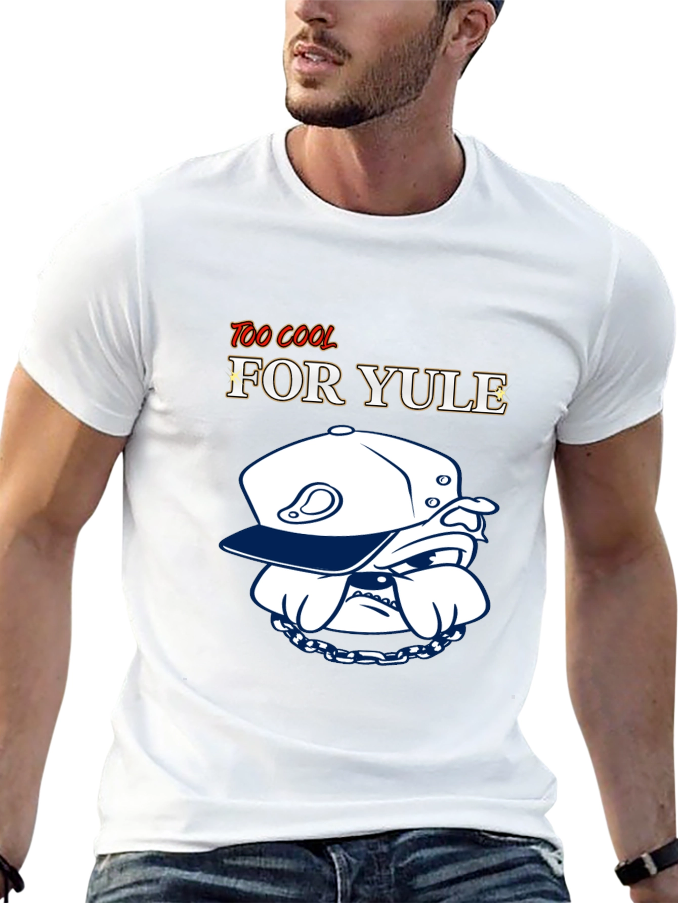 Black Too Cool For Yule T-Shirt: Bulldog Style view 13