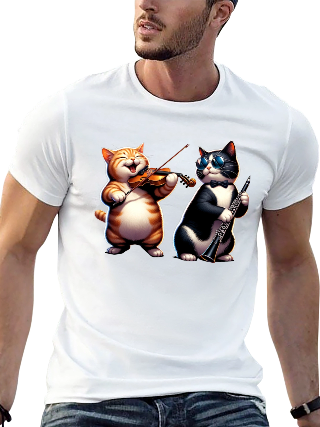 Black Musical Cats Black Graphic T-Shirt view 13