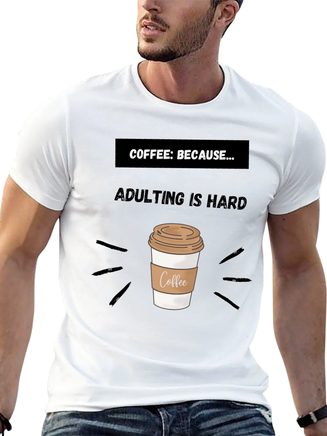 Black Coffee: Because Adulting Is Hard T-Shirt view 13