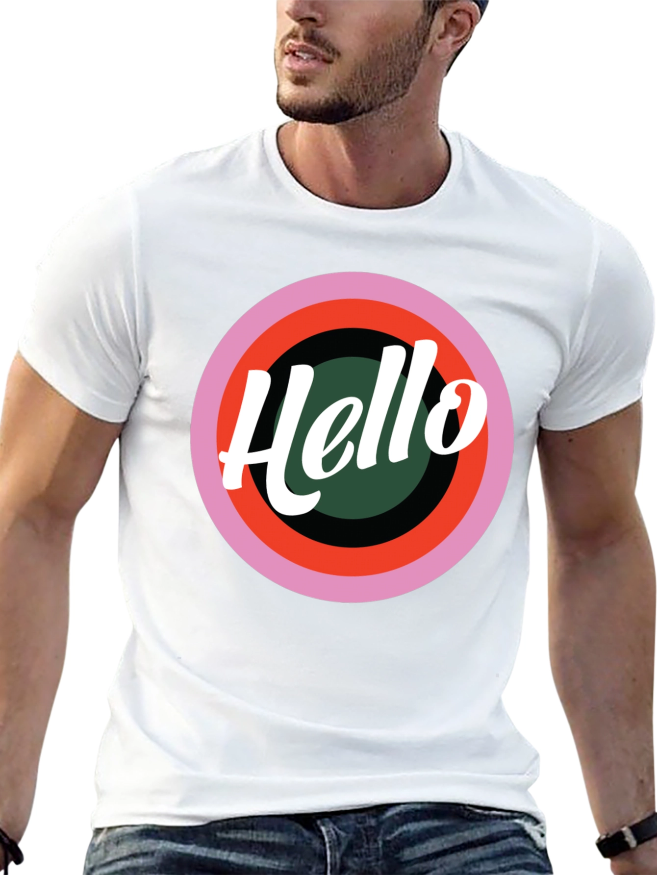 Black Hello Retro Graphic Tee - Stylish Casual T-Shirt view 13