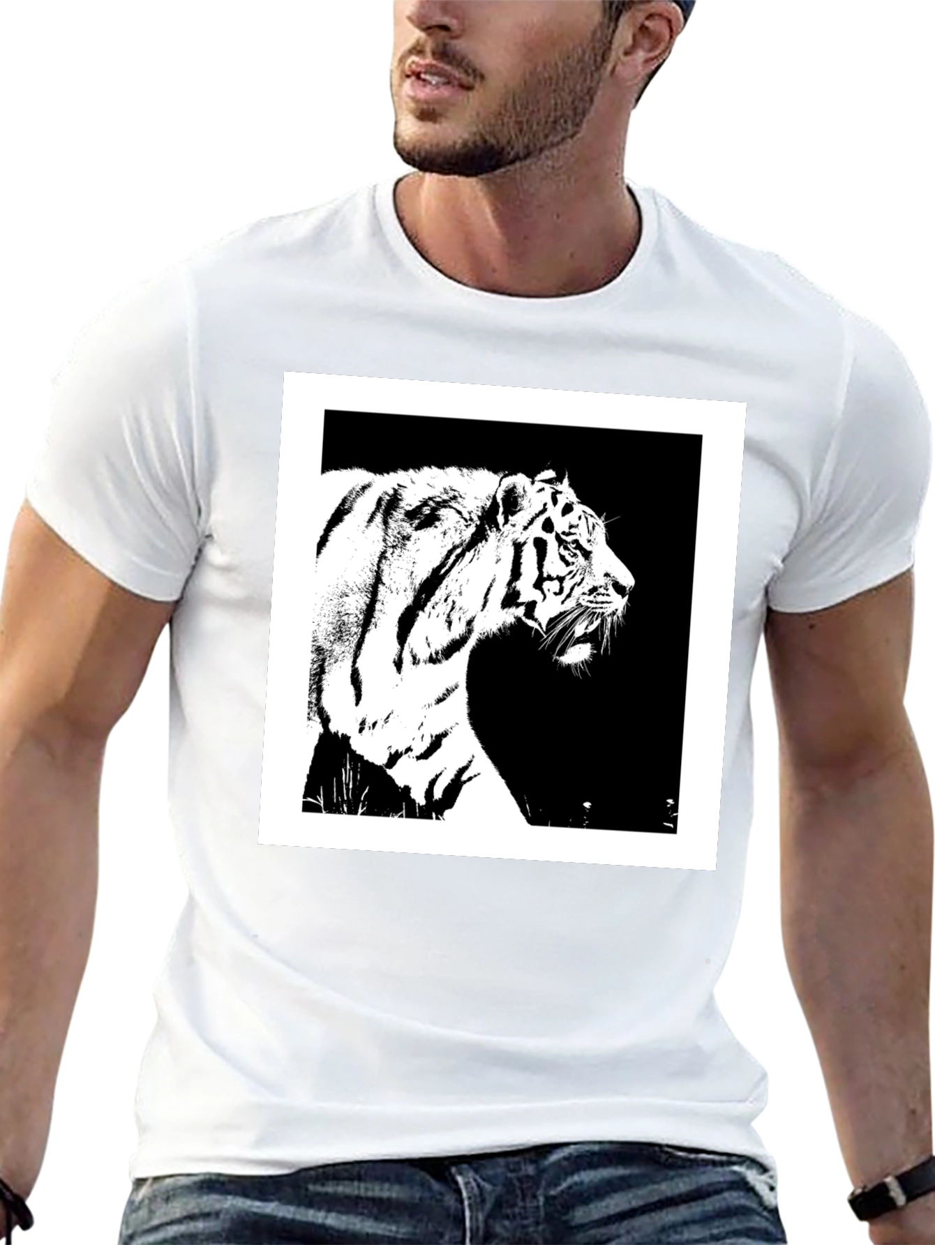 Black Tiger Graphic Tee - Black Cotton Shirt view 13
