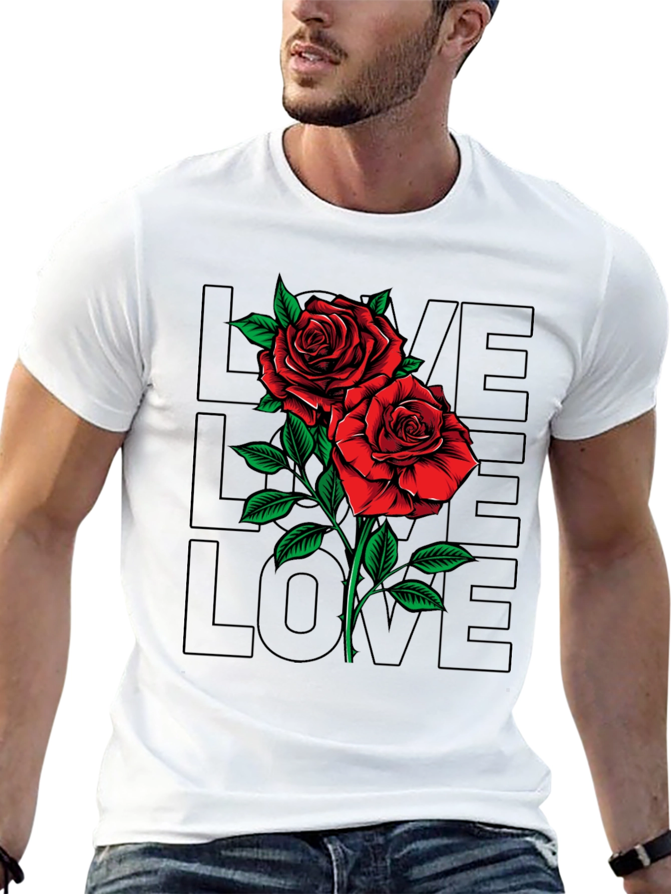 Black Rose Love Graphic T-Shirt - Men's Black Tee view 13